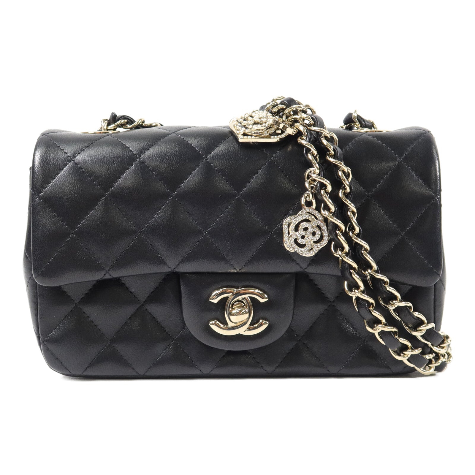 CHANEL 羊皮皮革Valentine Charms Mini Flap Bag鏈帶肩背袋