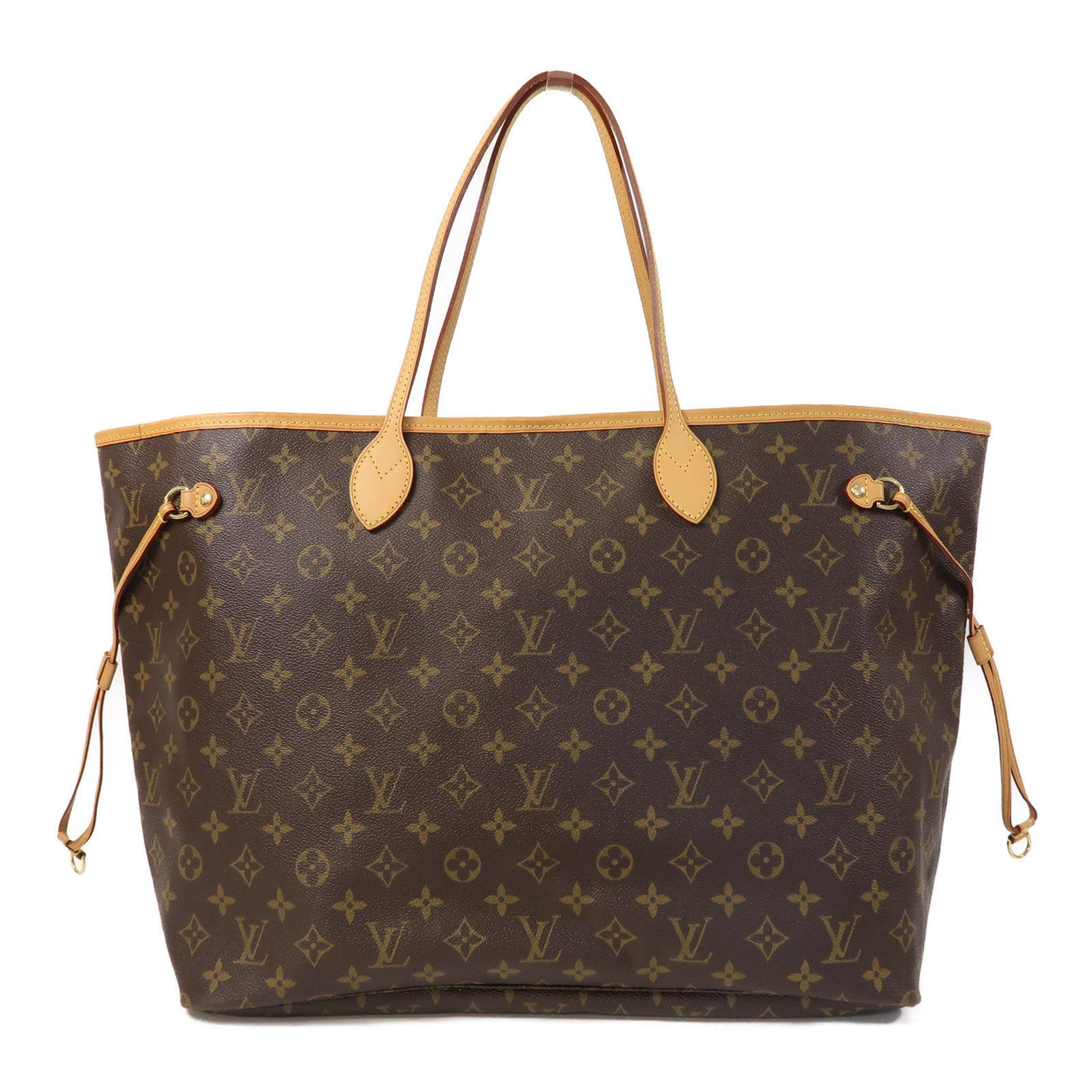 LOUIS VUITTON Monogram Neverfull GM金扣手挽袋啡色