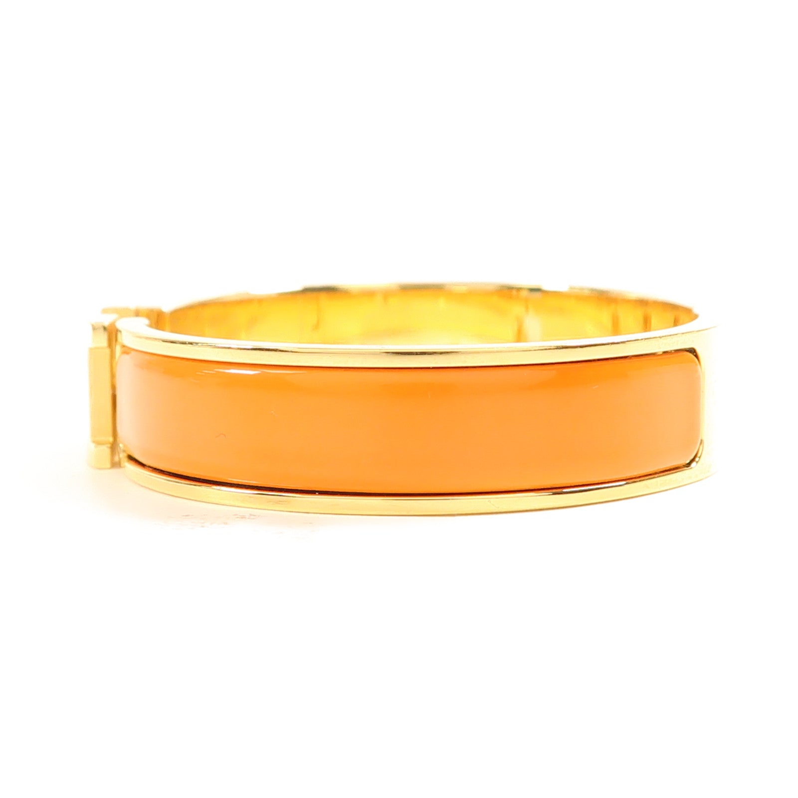 HERMES Clic H Bangle Metal Enamel Gold Orange