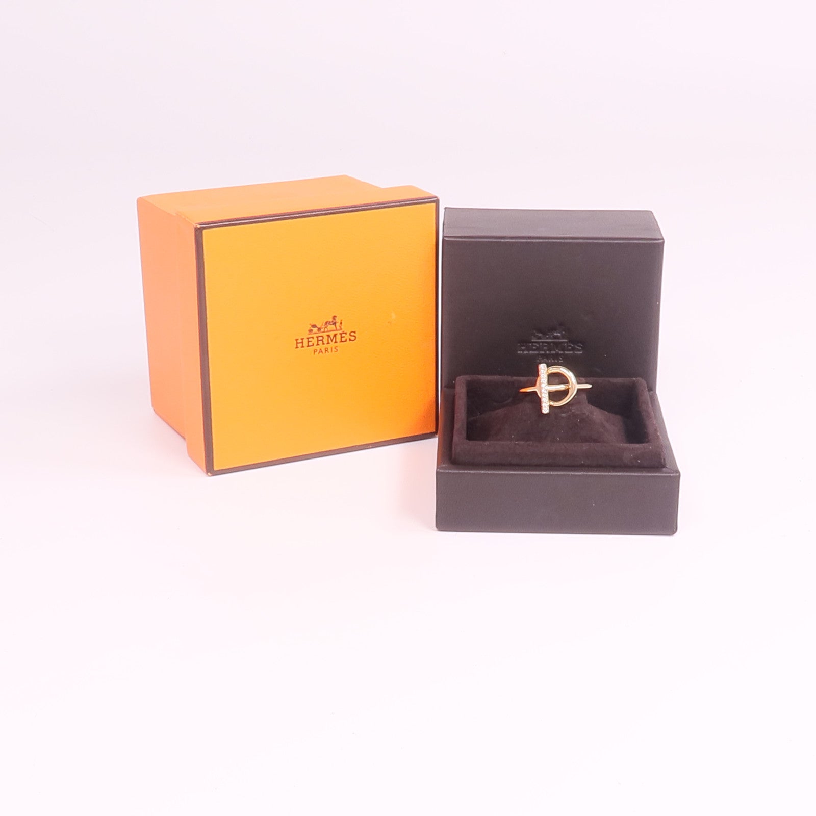 HERMES 18K玫瑰金Echappee Ring鑽石戒指