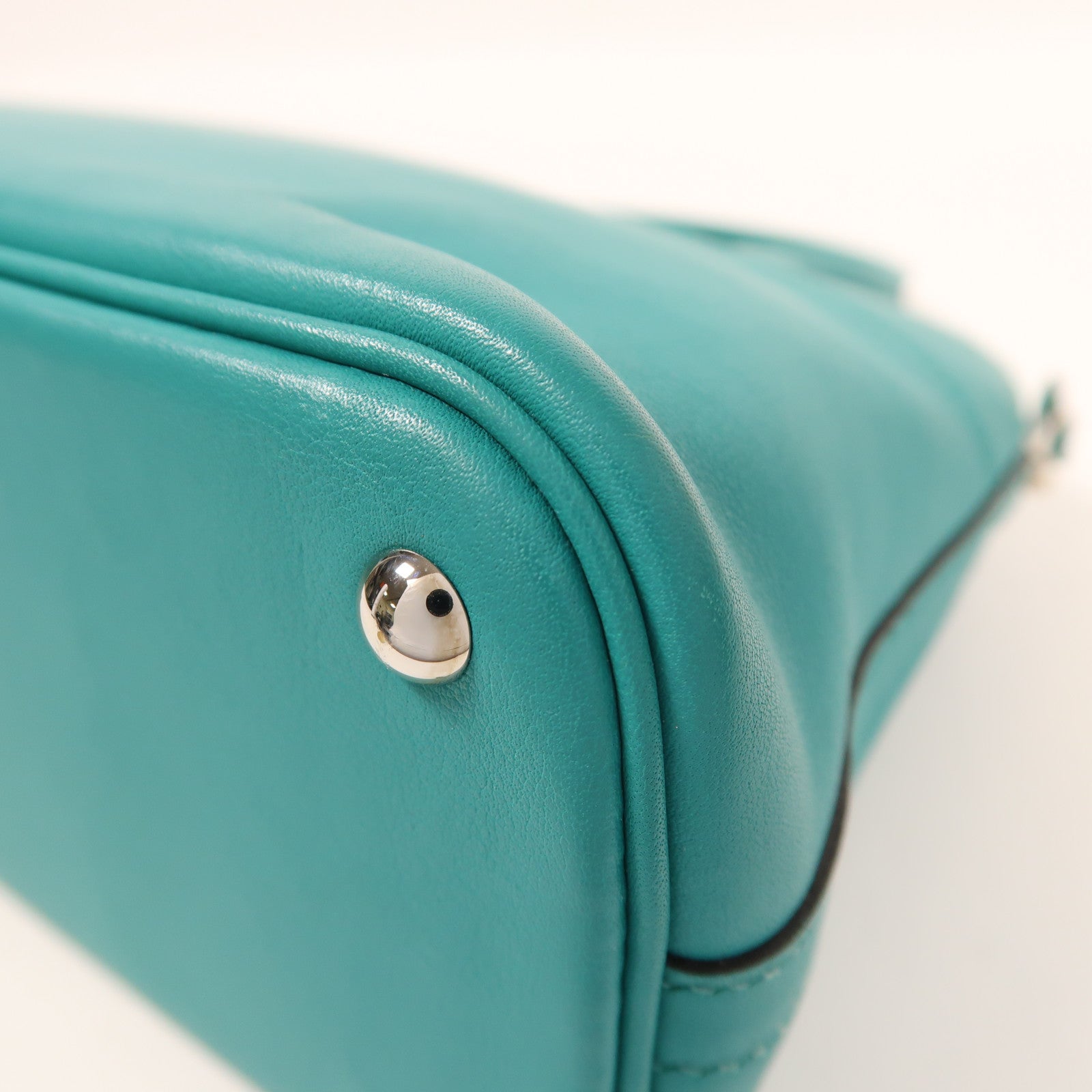 HERMES Swift皮革Bolide 27銀扣手挽肩背兩用袋Bleu Paon