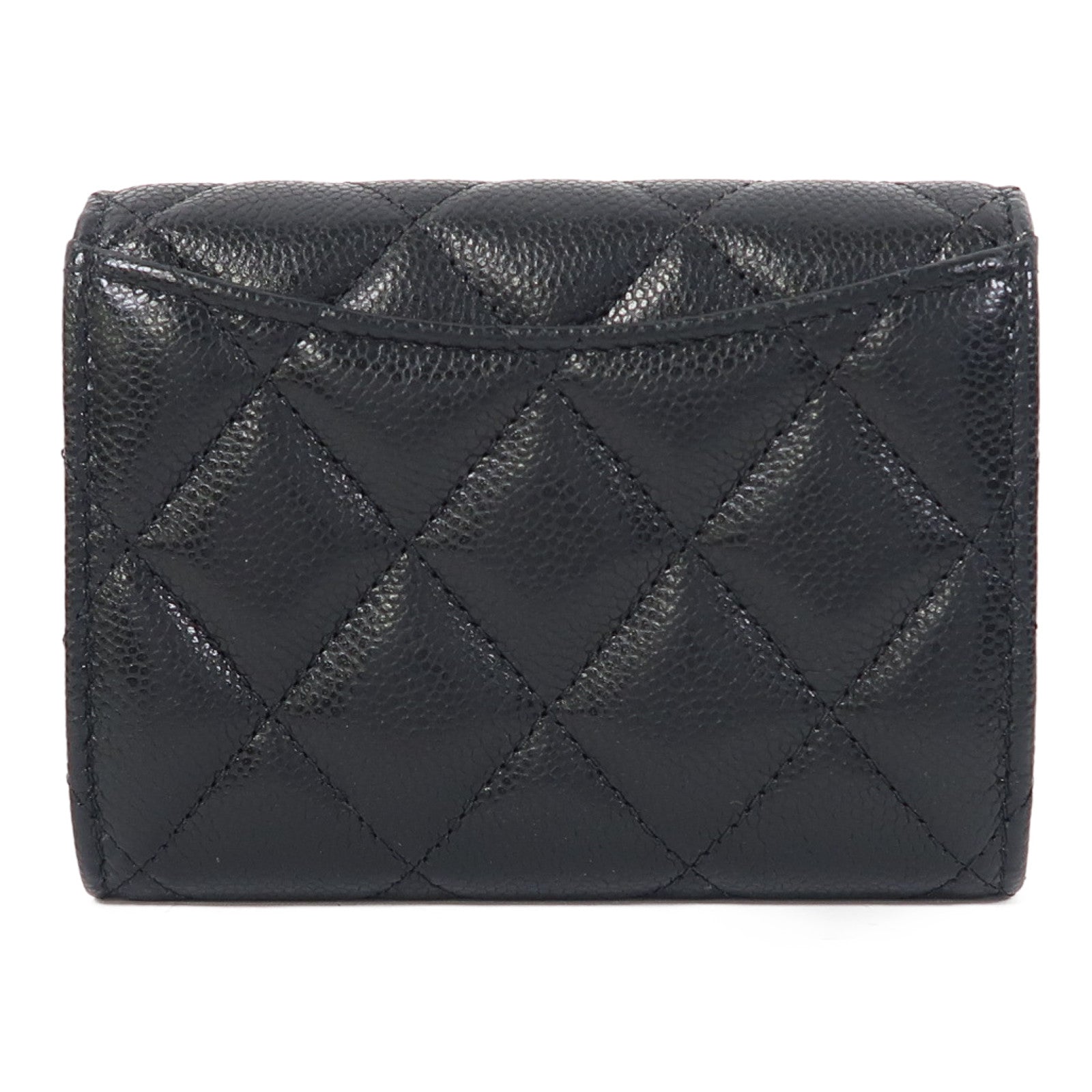 CHANEL 菱格Caviar皮革Card Case金扣卡片套黑色