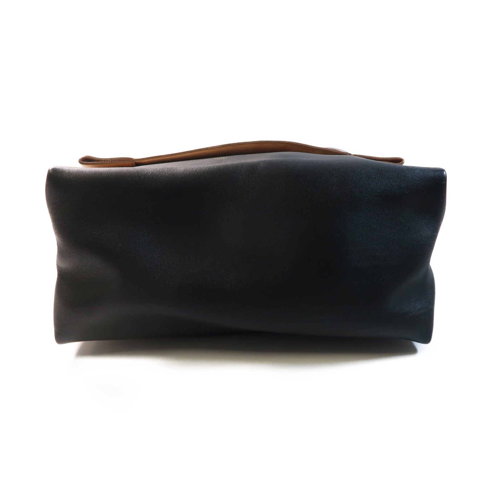 CELINE 牛皮皮革All Soft Mellow Shoulder銀扣肩背袋黑色/啡色/白色