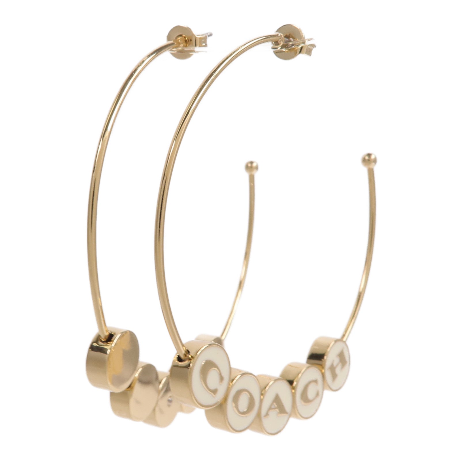 COACH 黃銅鍍層Enamel Hoop Earrings耳環