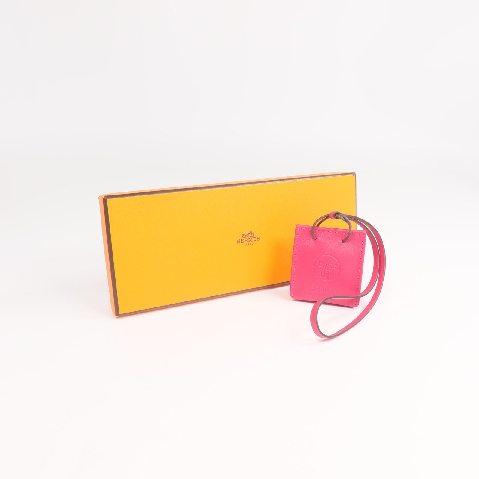 HERMES Milo皮革/Swift皮革Sac Bag Charm掛飾Rose Extreme