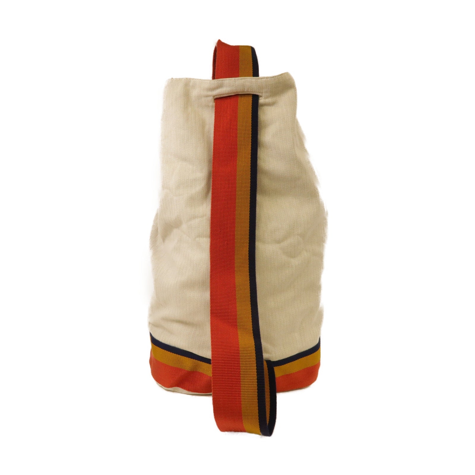 HERMES 帆布Boxing Bag銀扣肩背袋米色