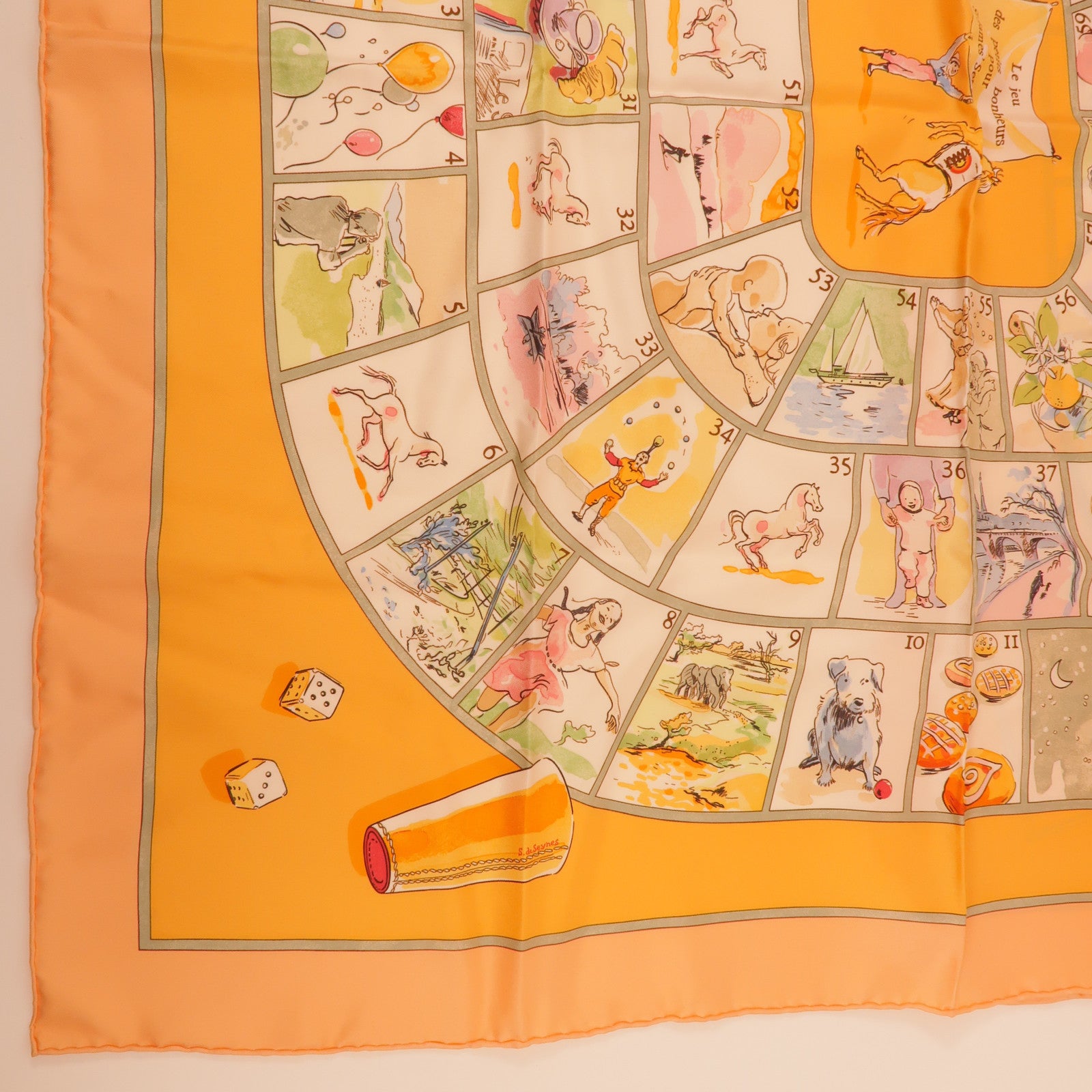 HERMES Scarf Silk Orange