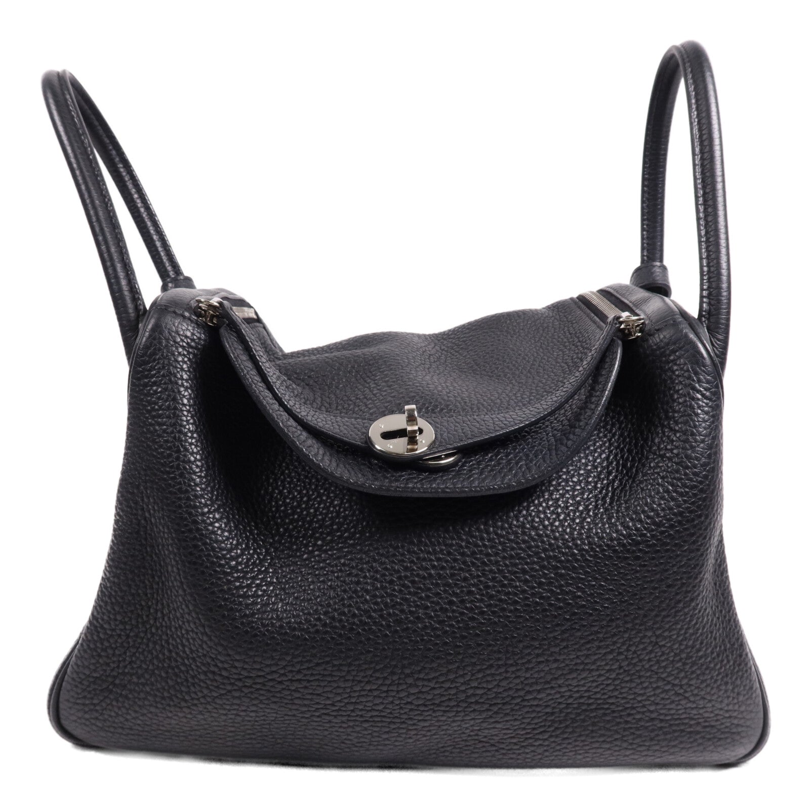 HERMES Clemence皮革Lindy 30銀扣手挽肩背兩用袋Noir