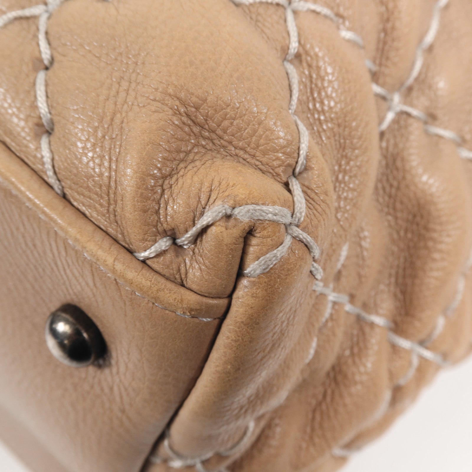 CHANEL 牛皮皮革Tote Bag銀扣肩背袋