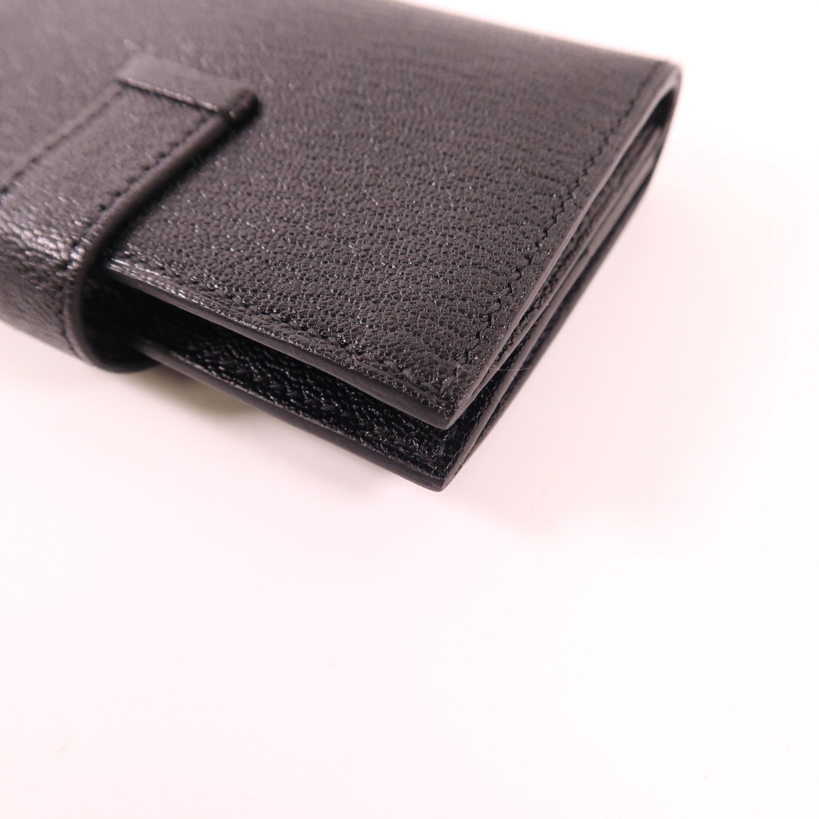 HERMES GHW Bearn Mini Bifold Wallet Chevre Mysore Leather Noir Black