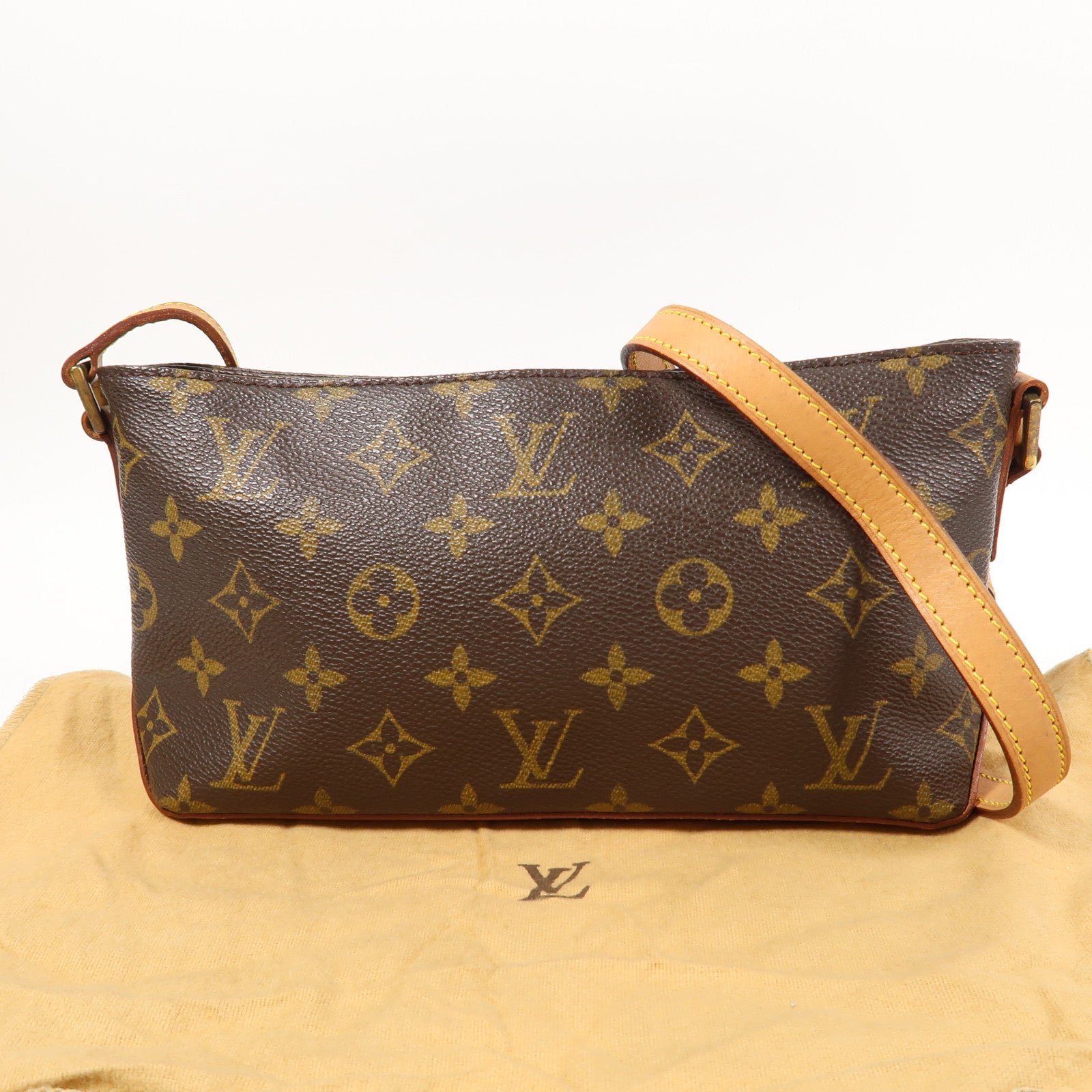 LOUIS VUITTON Monogram Trotteur金扣肩背袋啡色