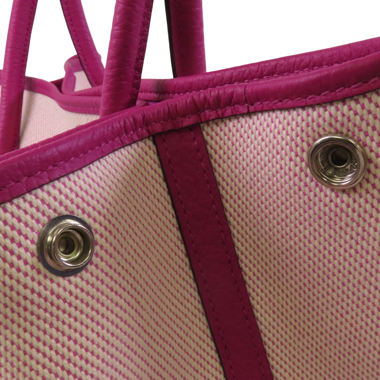 HERMES 帆布Garden Party PM銀扣手挽袋