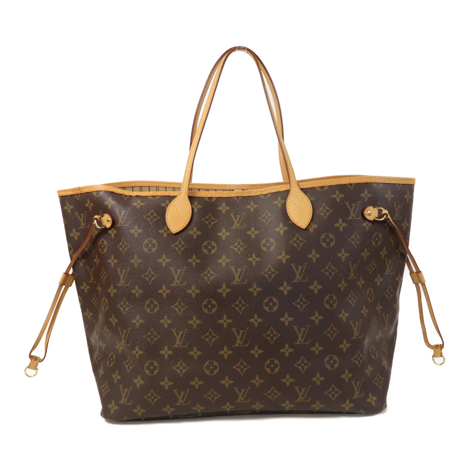 LOUIS VUITTON Monogram Neverfull GM金扣手挽袋啡色