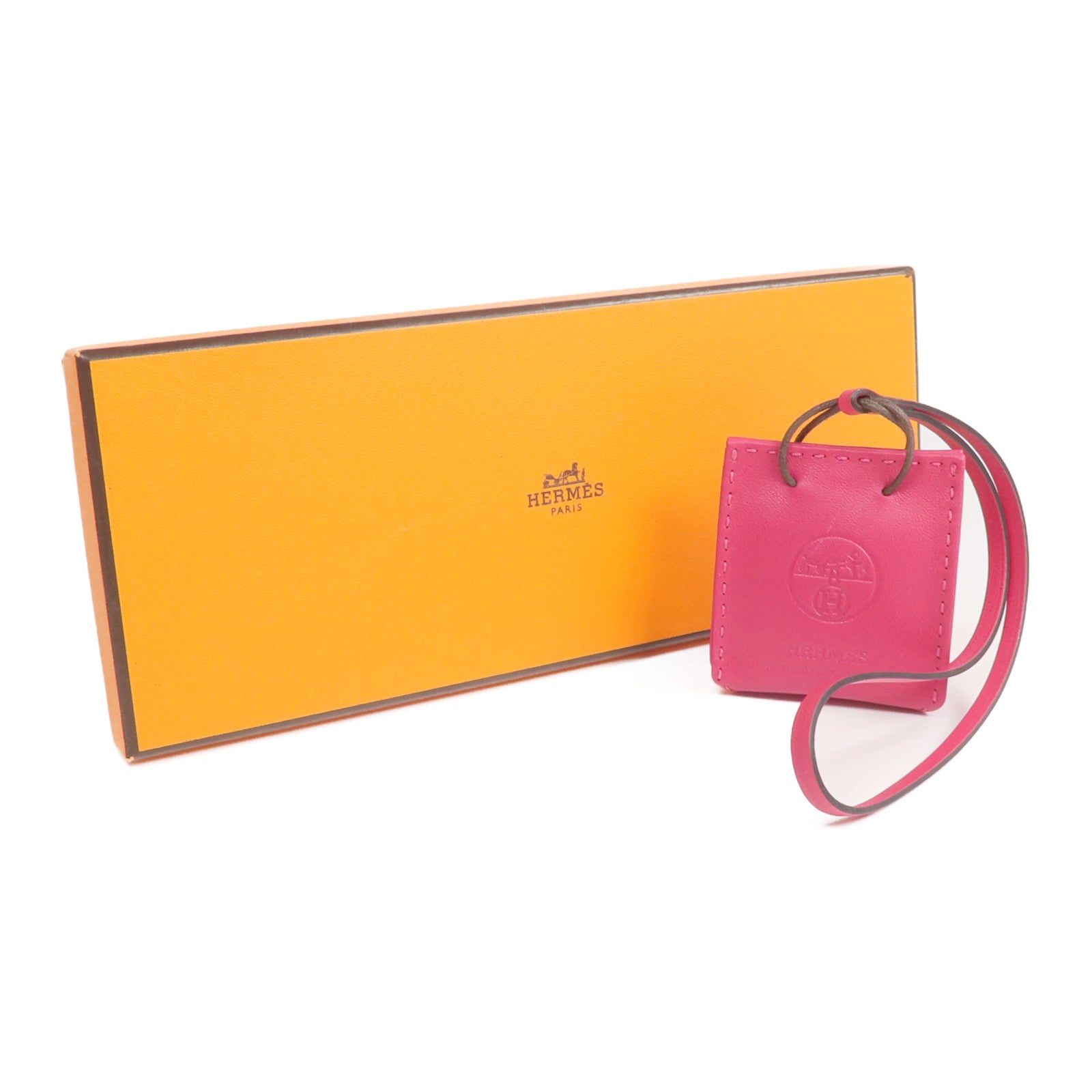 HERMES Milo皮革/Swift皮革Sac Bag Charm掛飾Rose Extreme