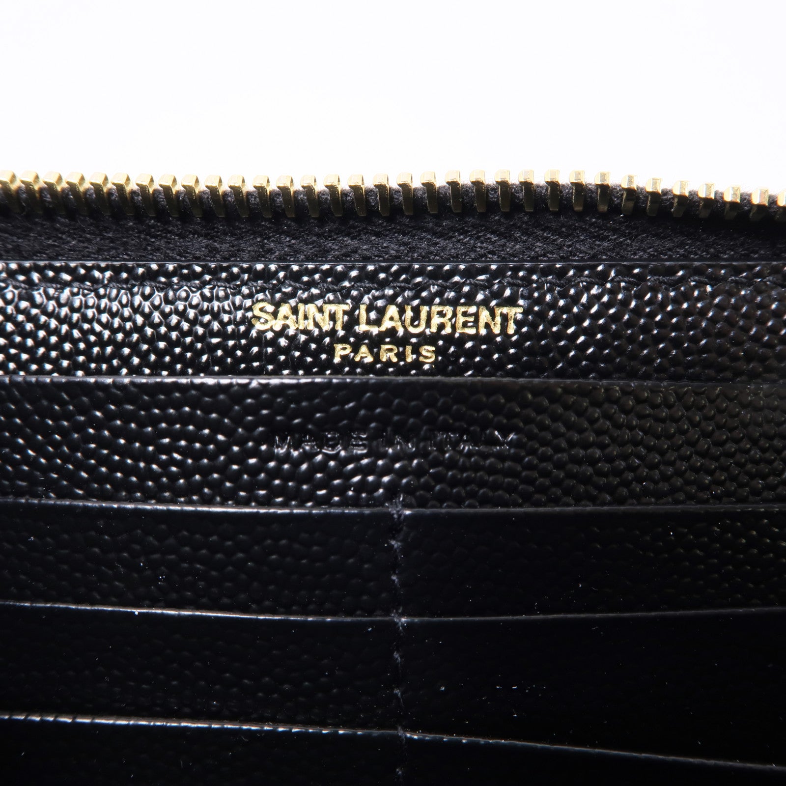 SAINT LAURENT 牛皮皮革Zipped Long Wallet金扣長錢包黑色