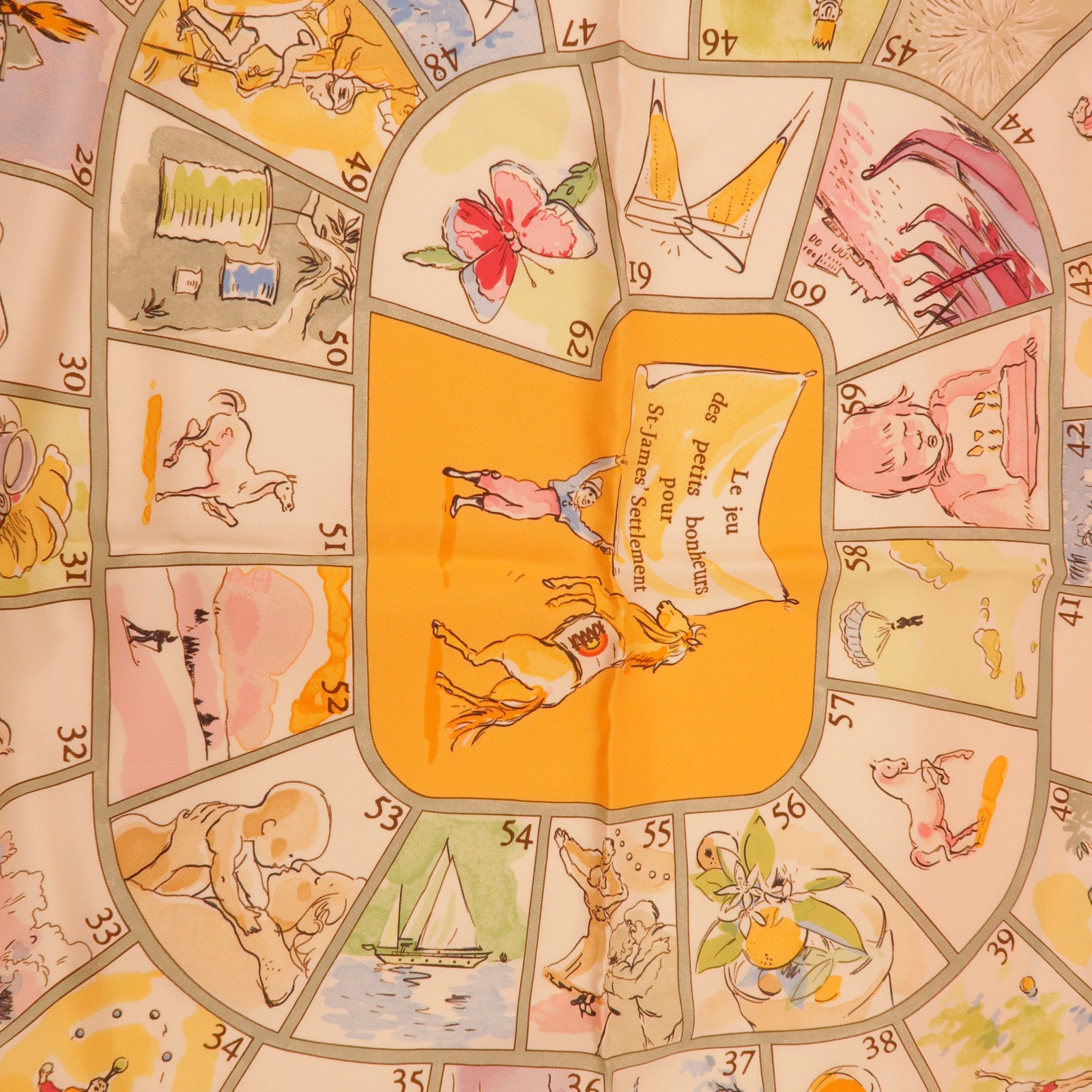 HERMES Scarf Silk Orange