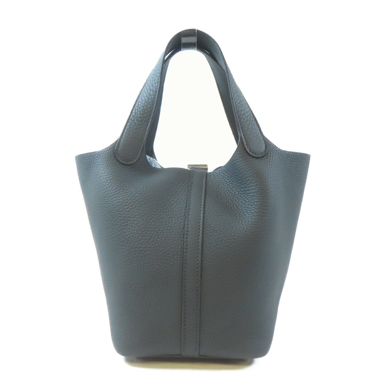 HERMES Clemence皮革Picotin PM銀扣手挽袋Gris Misty