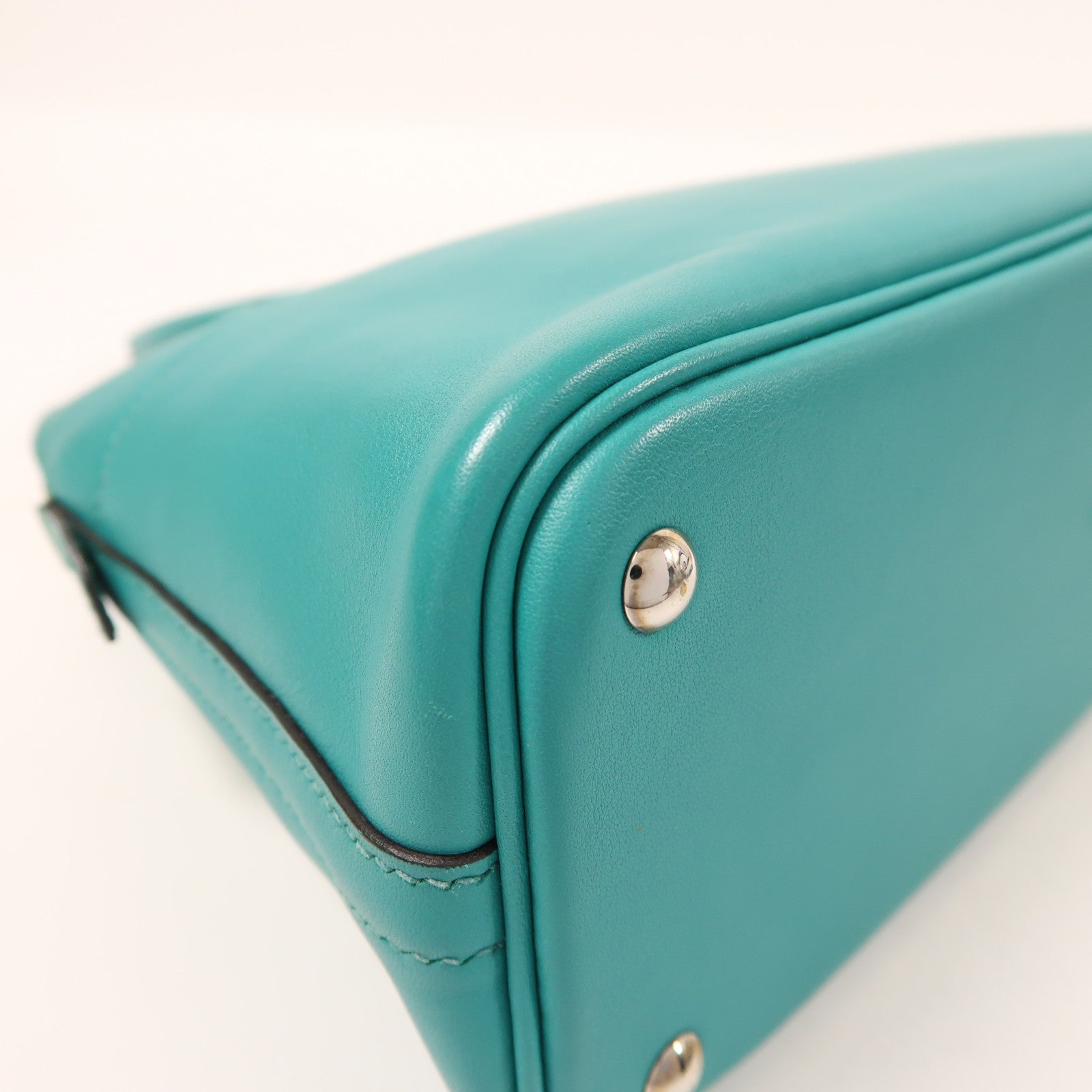 HERMES Swift皮革Bolide 27銀扣手挽肩背兩用袋Bleu Paon