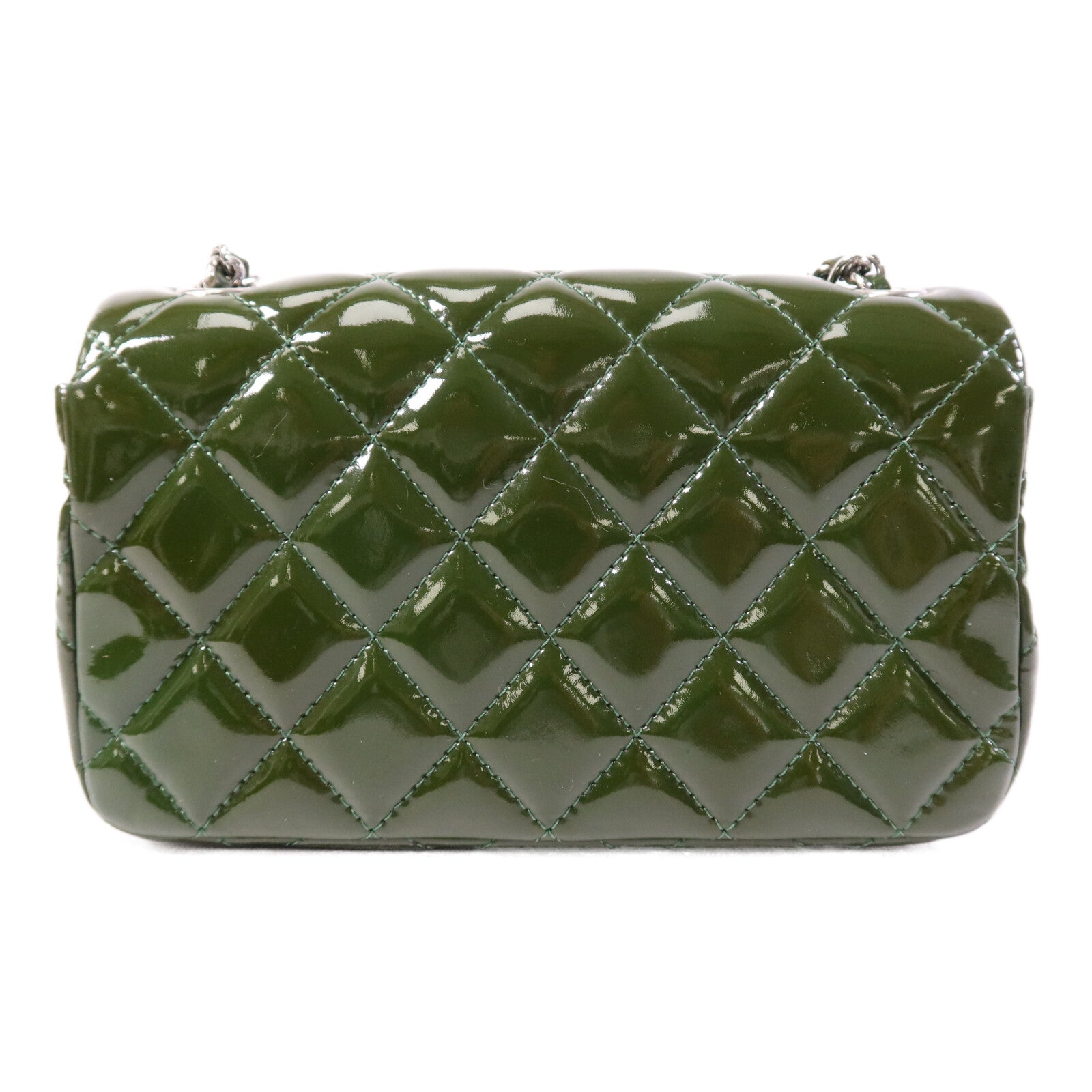 CHANEL 漆皮皮革Chain Shoulder銀扣鏈帶肩背袋