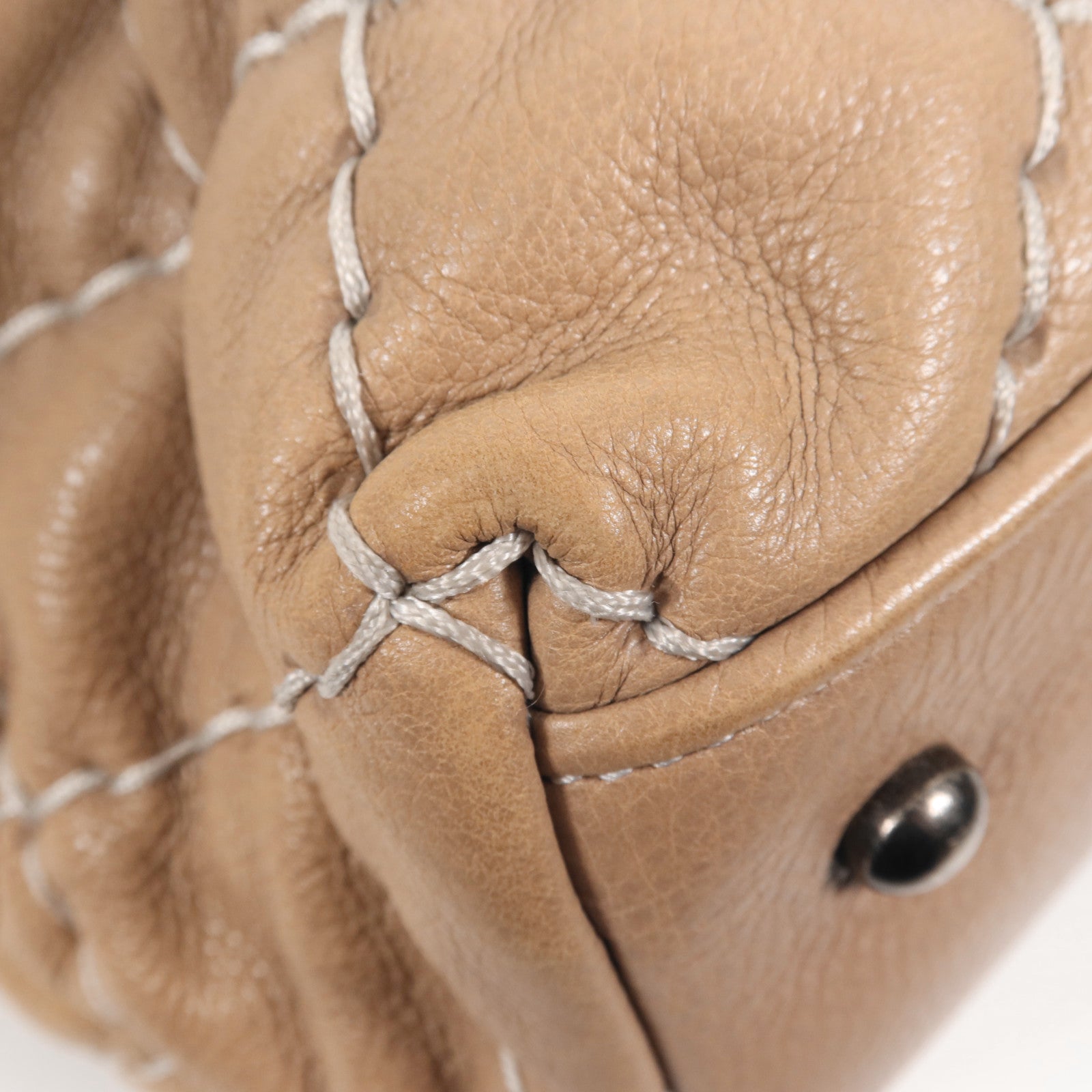 CHANEL 牛皮皮革Tote Bag銀扣肩背袋