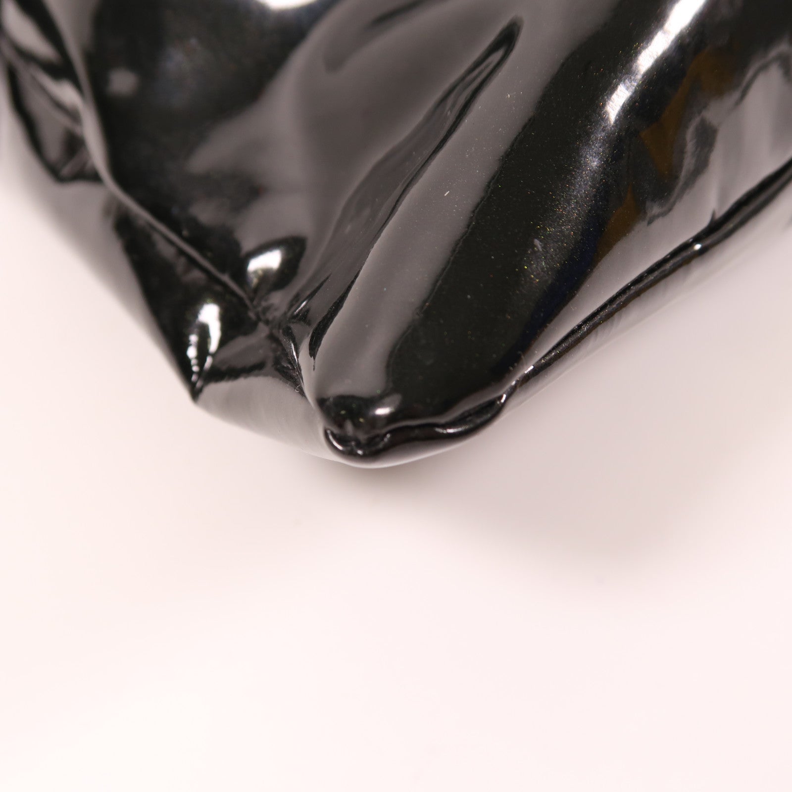 CHANEL 漆皮皮革Chain Shoulder銀扣肩背袋黑色