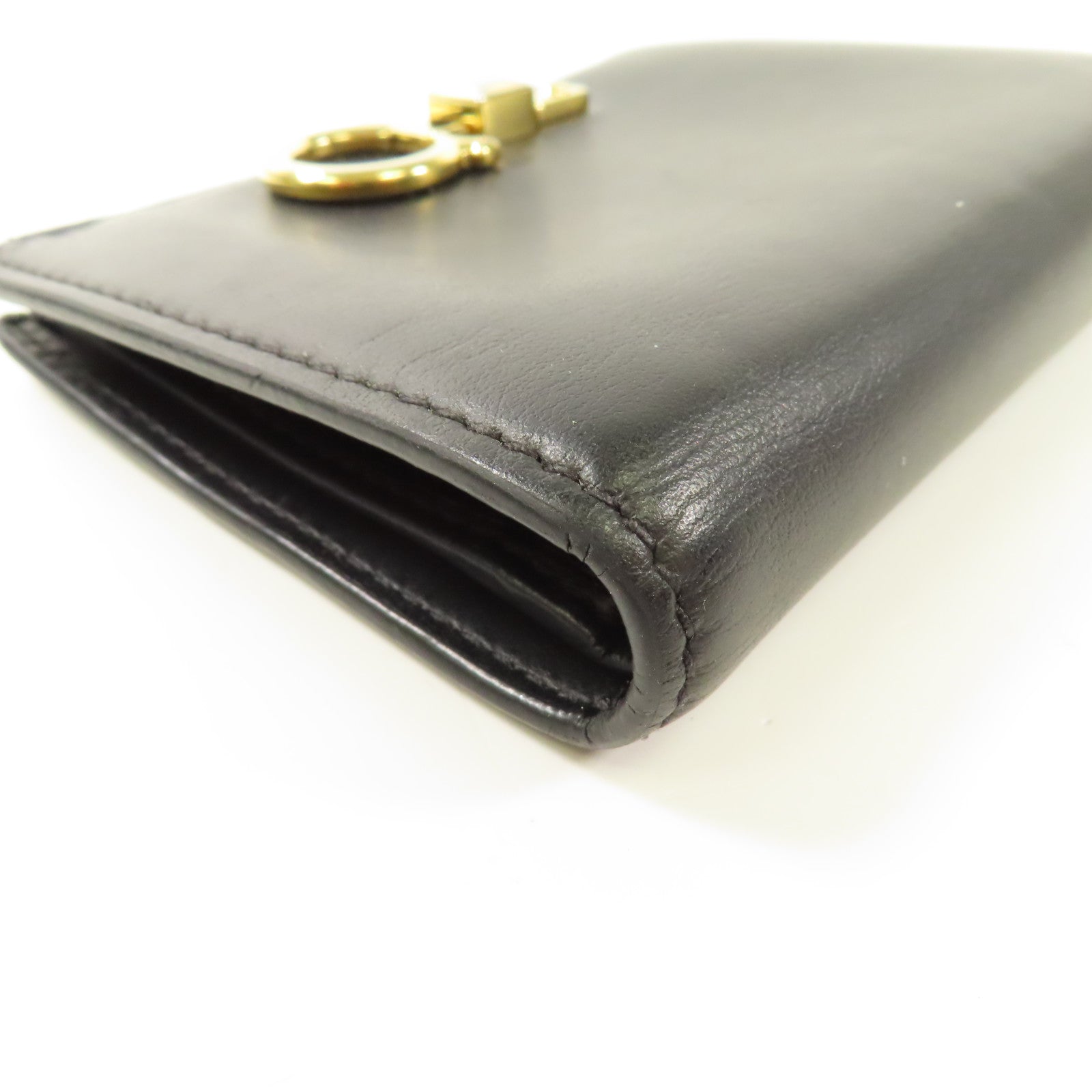 Salvatore Ferragamo GHW Wallet Bi-fold Wallet Lambskin Leather Black