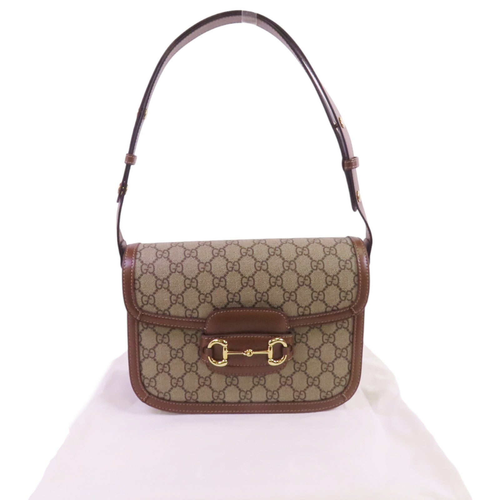 GUCCI 塗層帆布Horsebit 1955 MM金扣肩背袋