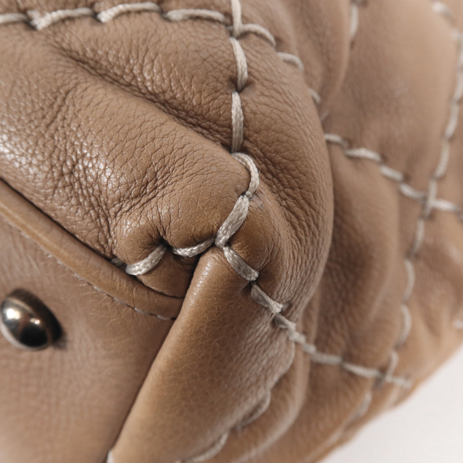 CHANEL 牛皮皮革Tote Bag銀扣肩背袋