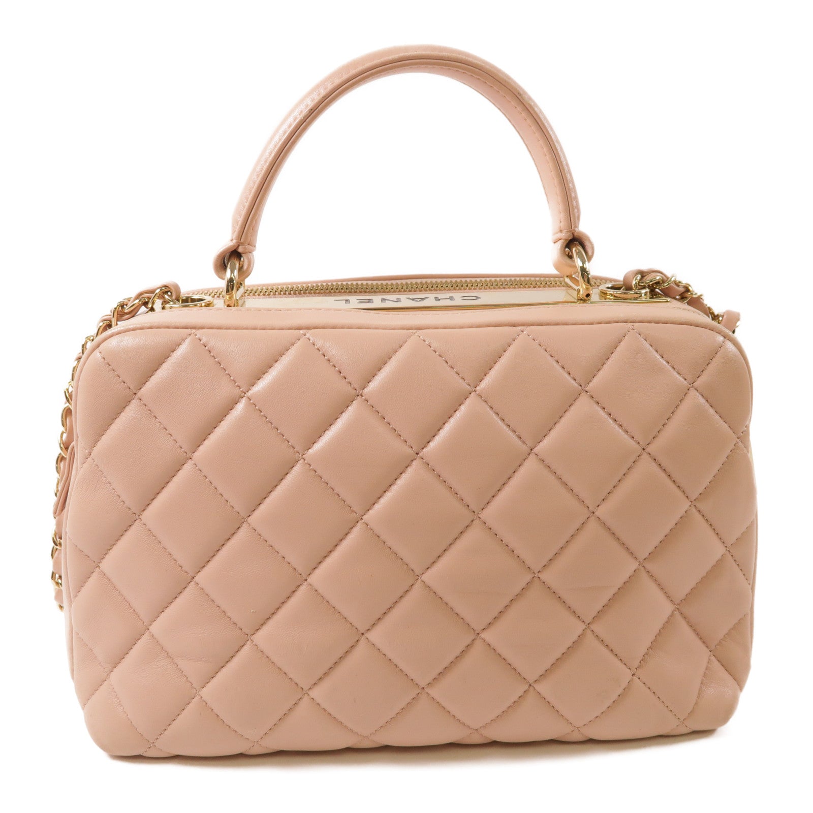 CHANEL 羊皮皮革2way Shoulder Bag金扣鏈帶手挽肩背兩用袋