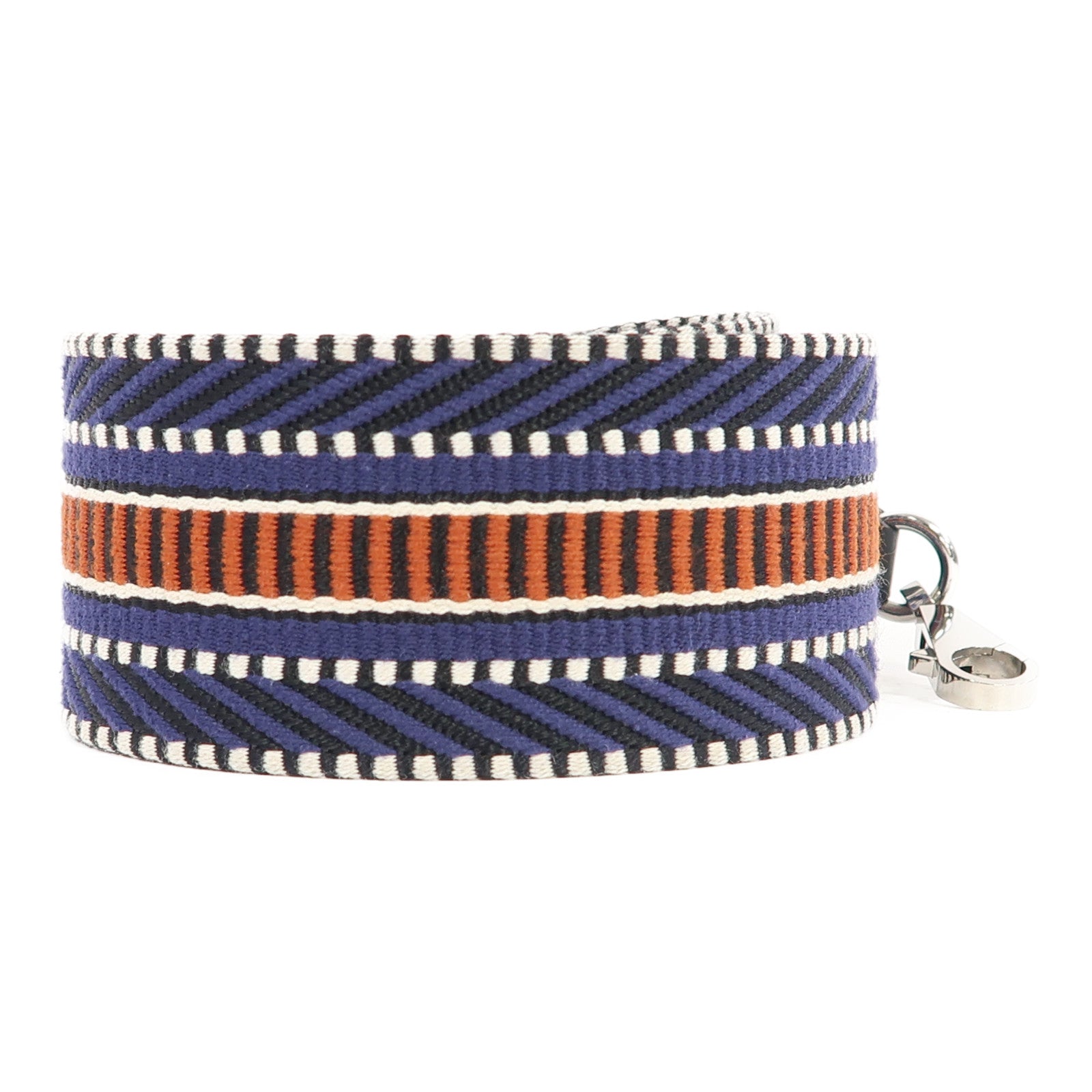 HERMES 帆布Shoulder Strap銀扣肩背帶藍色