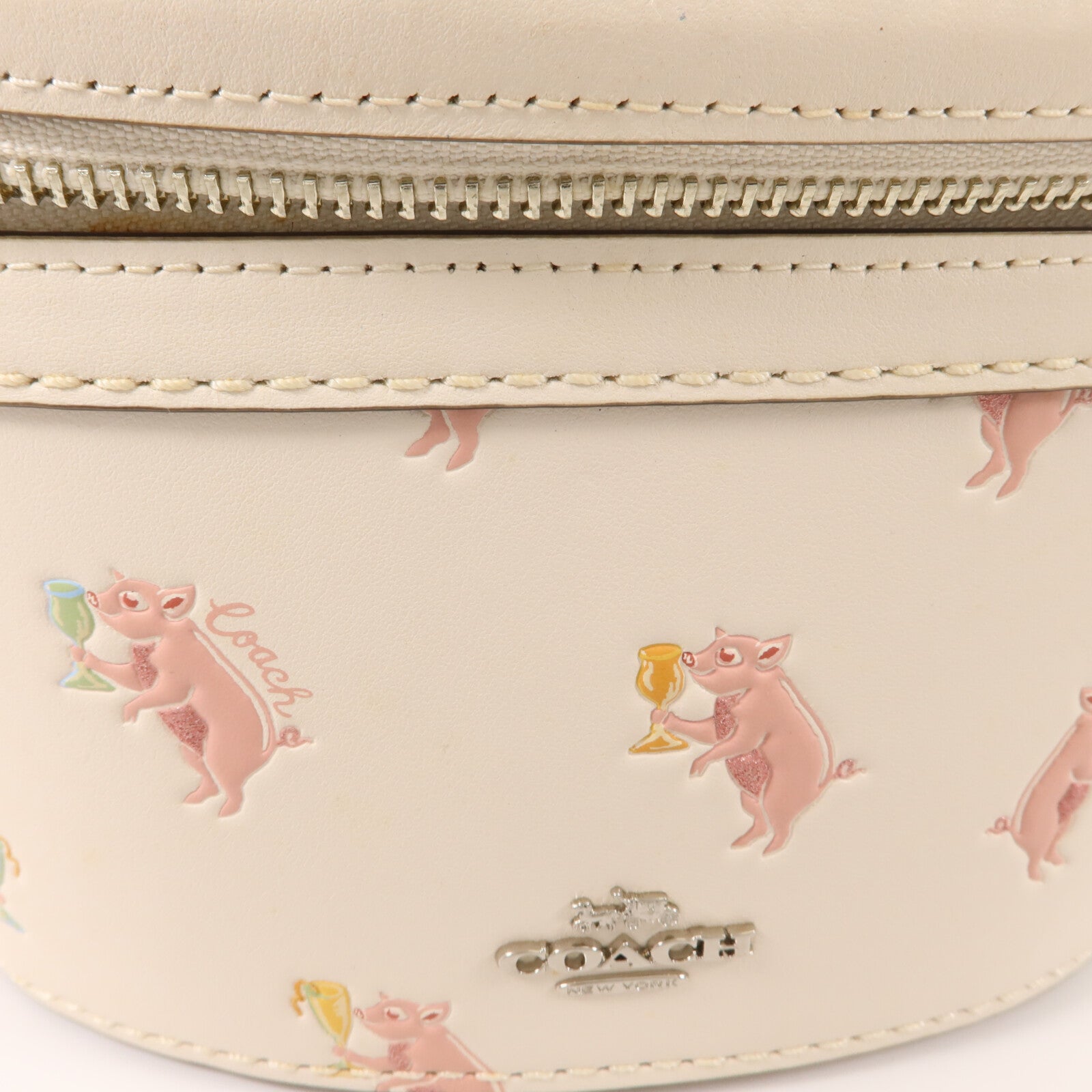 COACH 牛皮皮革Trail Bag With Party Pig Print手挽肩背兩用袋