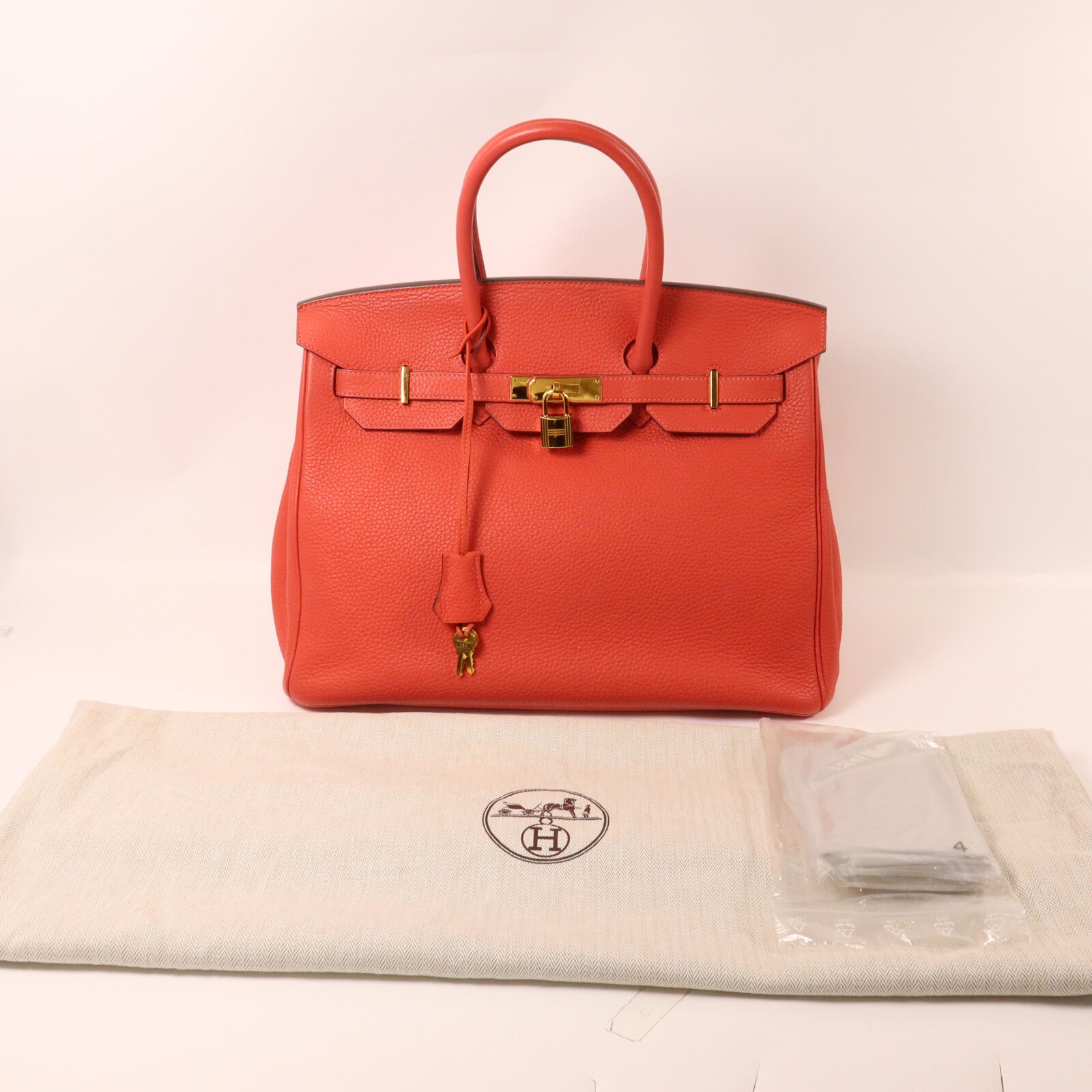 HERMES Togo皮革Birkin 35手挽袋Rouge Pivoine