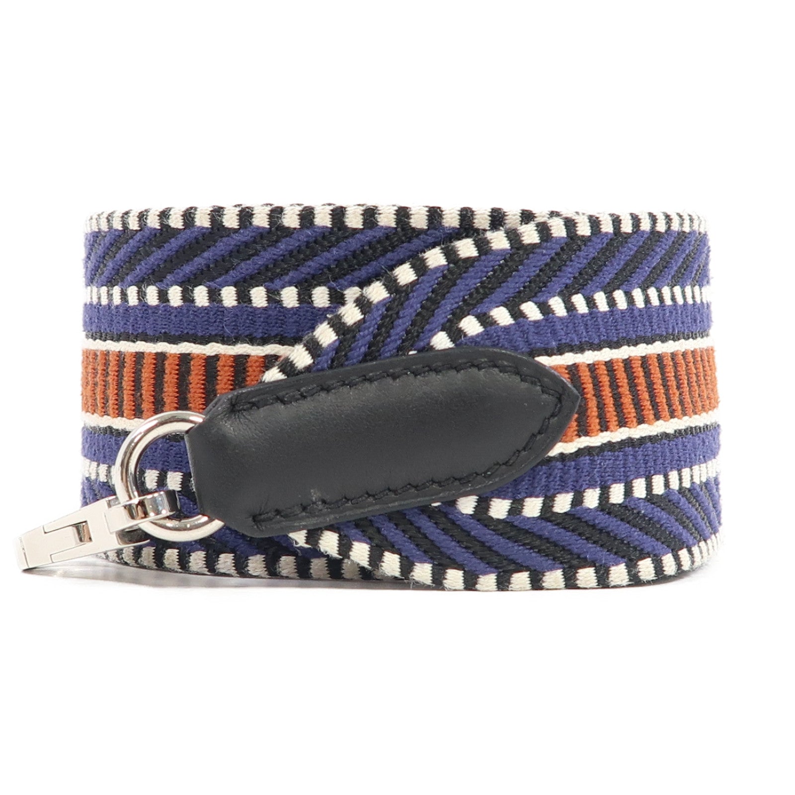 HERMES 帆布Shoulder Strap銀扣肩背帶藍色
