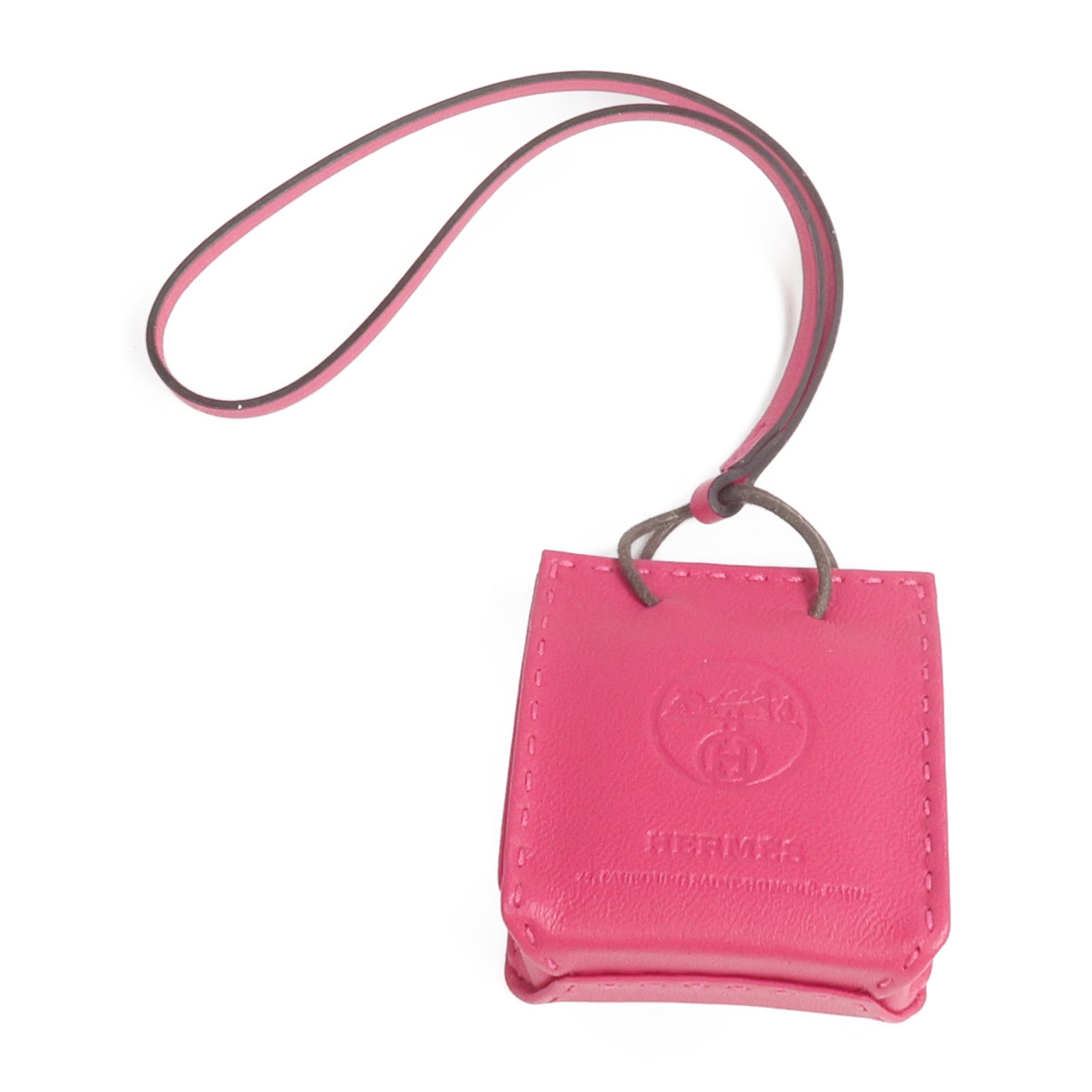 HERMES Milo皮革/Swift皮革Sac Bag Charm掛飾Rose Extreme