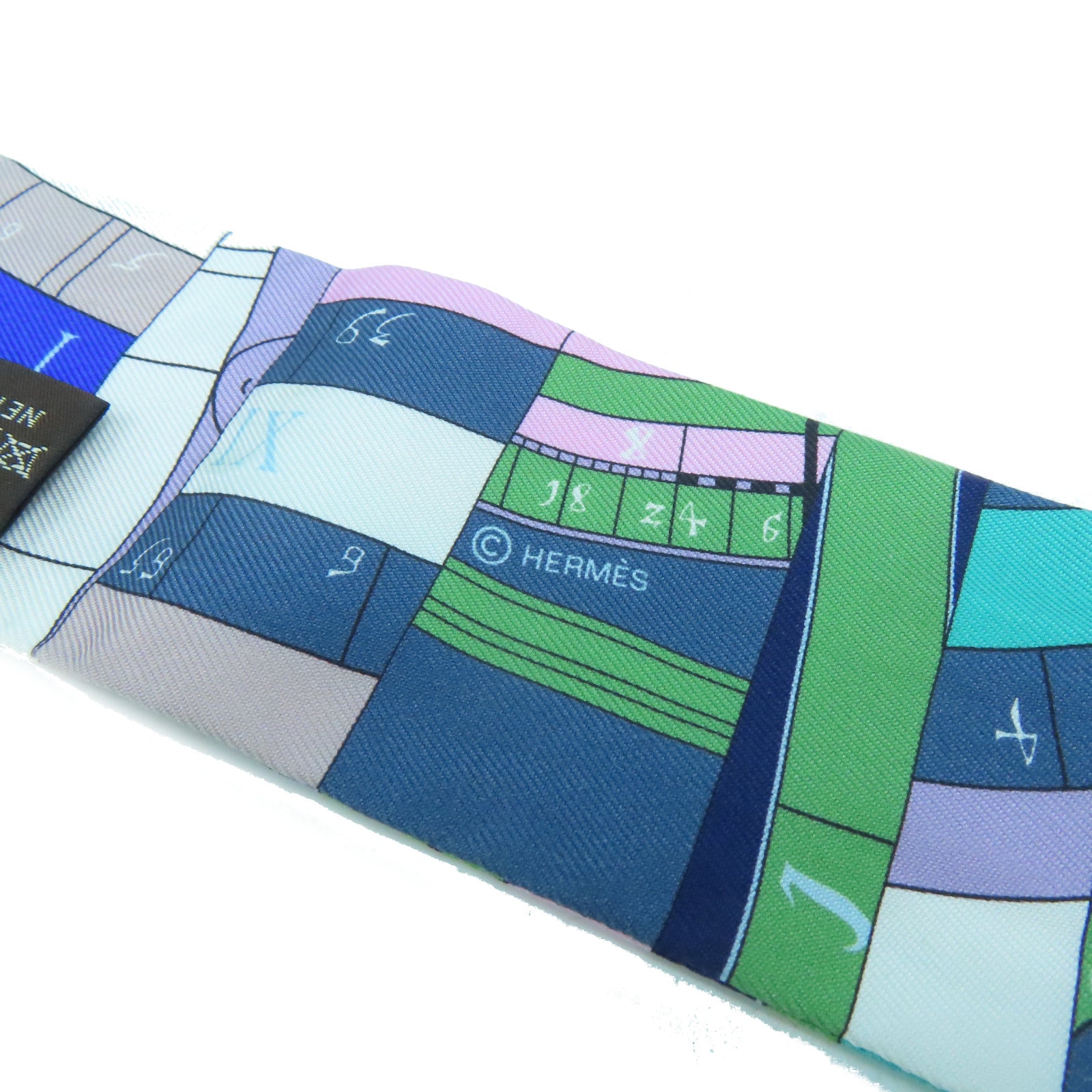 HERMES 【激減優惠】絲質Twilly Scarf絲巾色藍色/綠色