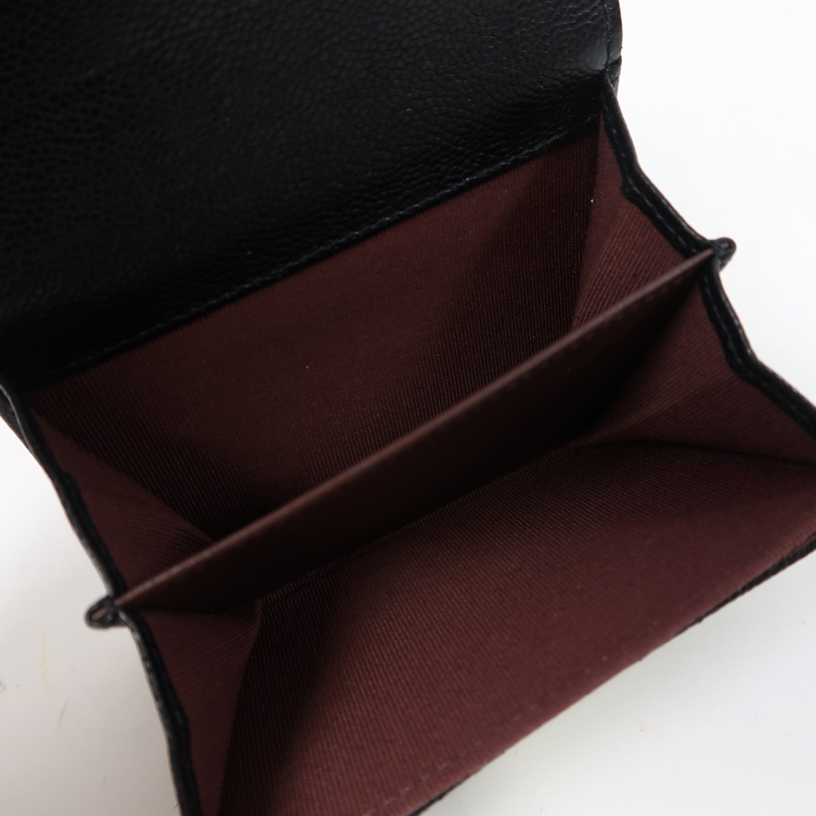 CHANEL 菱格Caviar皮革Card Case金扣卡片套黑色