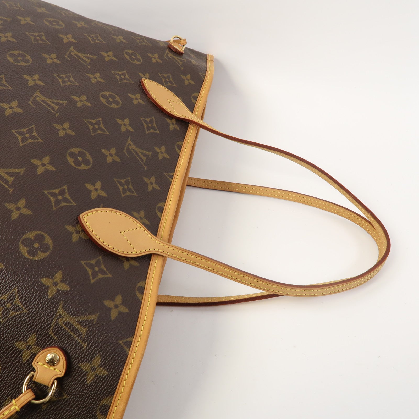 LOUIS VUITTON Monogram Neverfull GM金扣手挽袋啡色