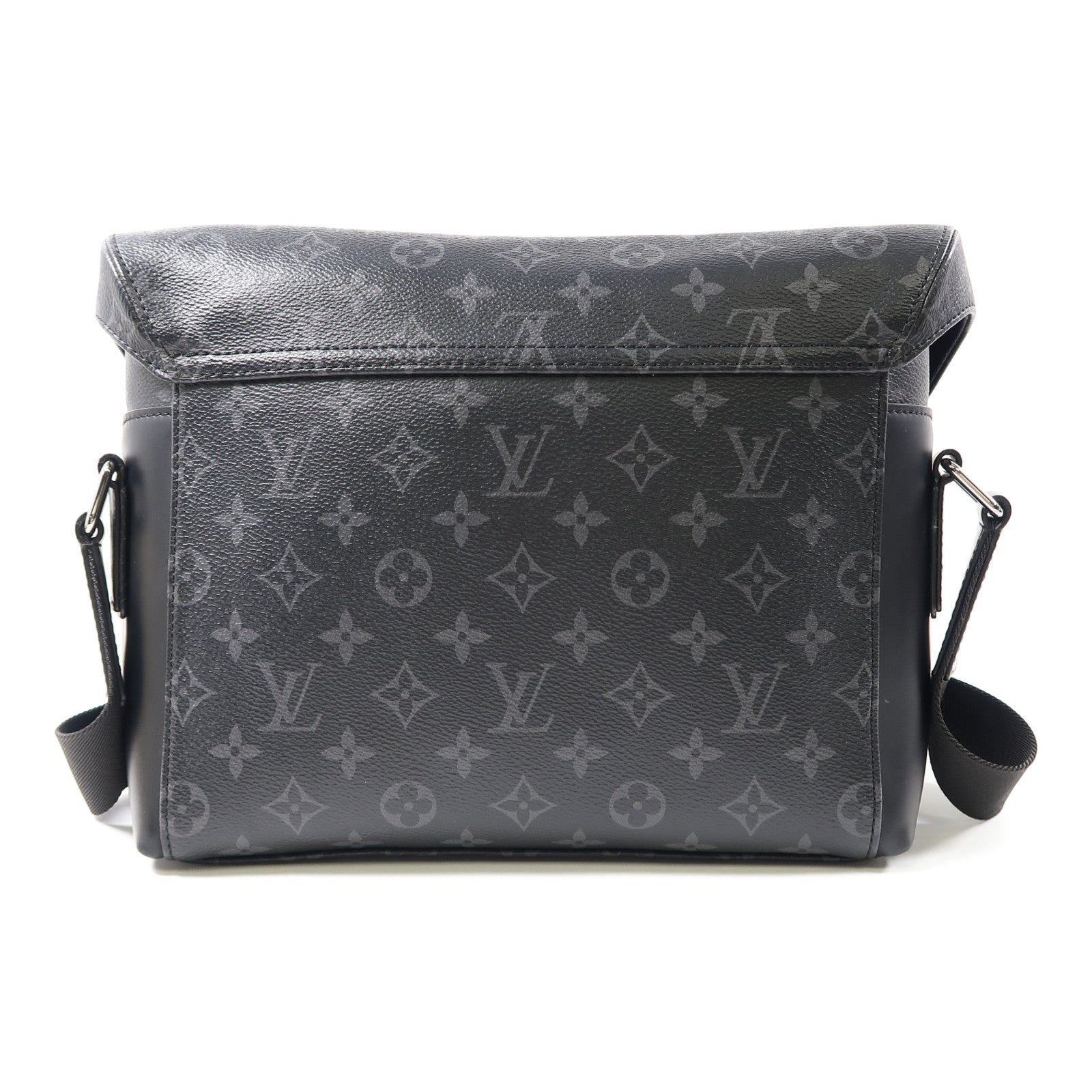 LOUIS VUITTON Monogram Eclipse Messenger Voyager銀扣肩背袋黑色