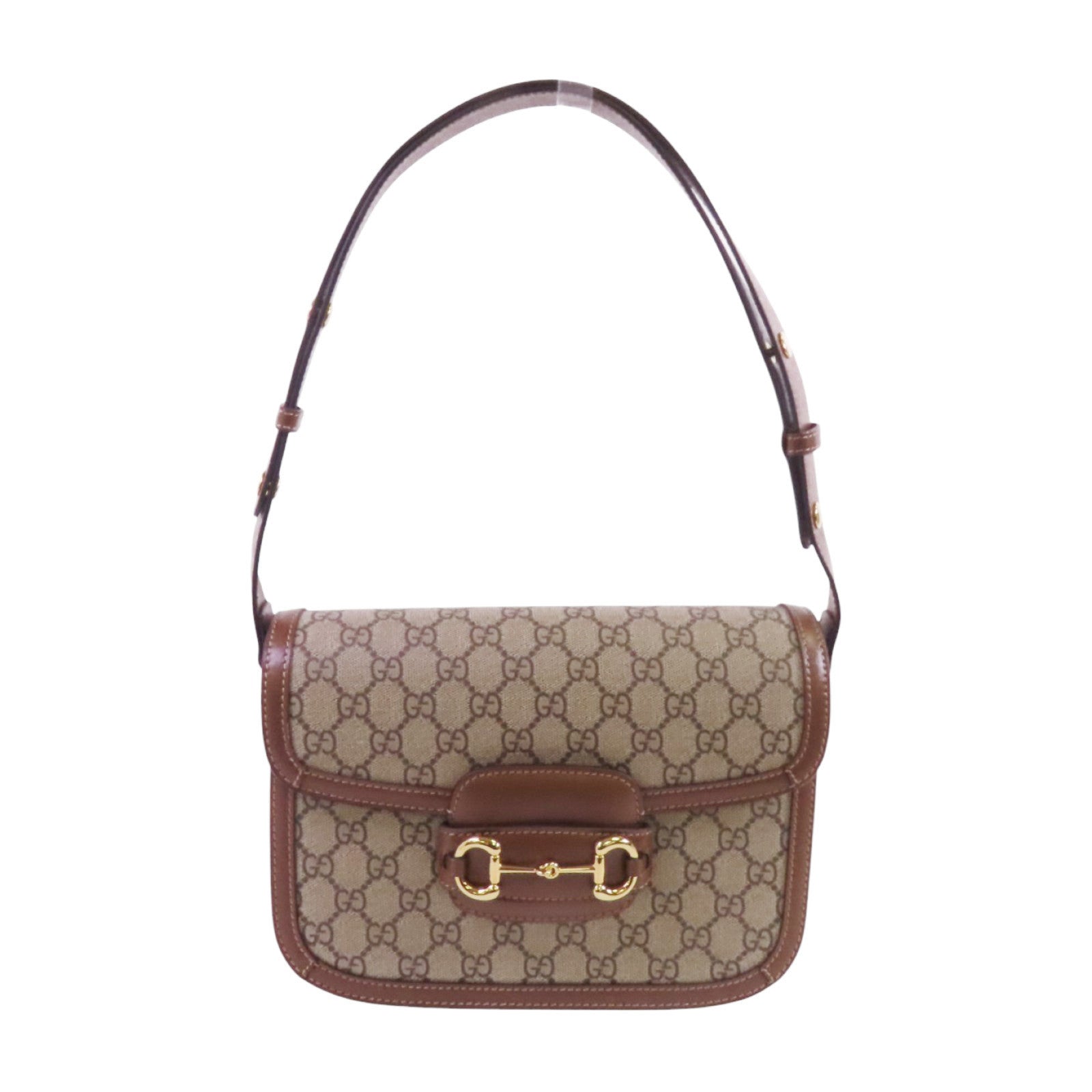 GUCCI 塗層帆布Horsebit 1955 MM金扣肩背袋