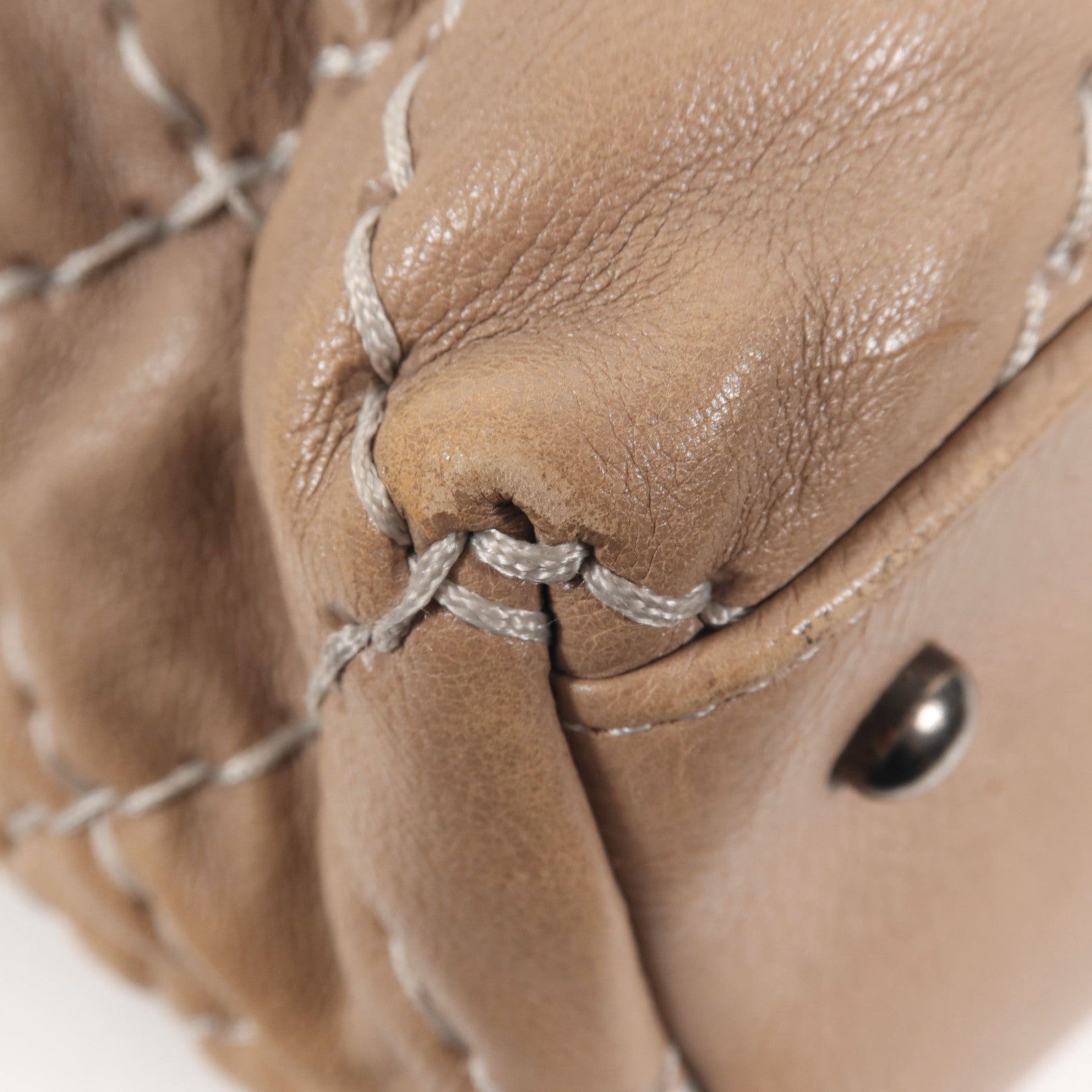 CHANEL 牛皮皮革Tote Bag銀扣肩背袋