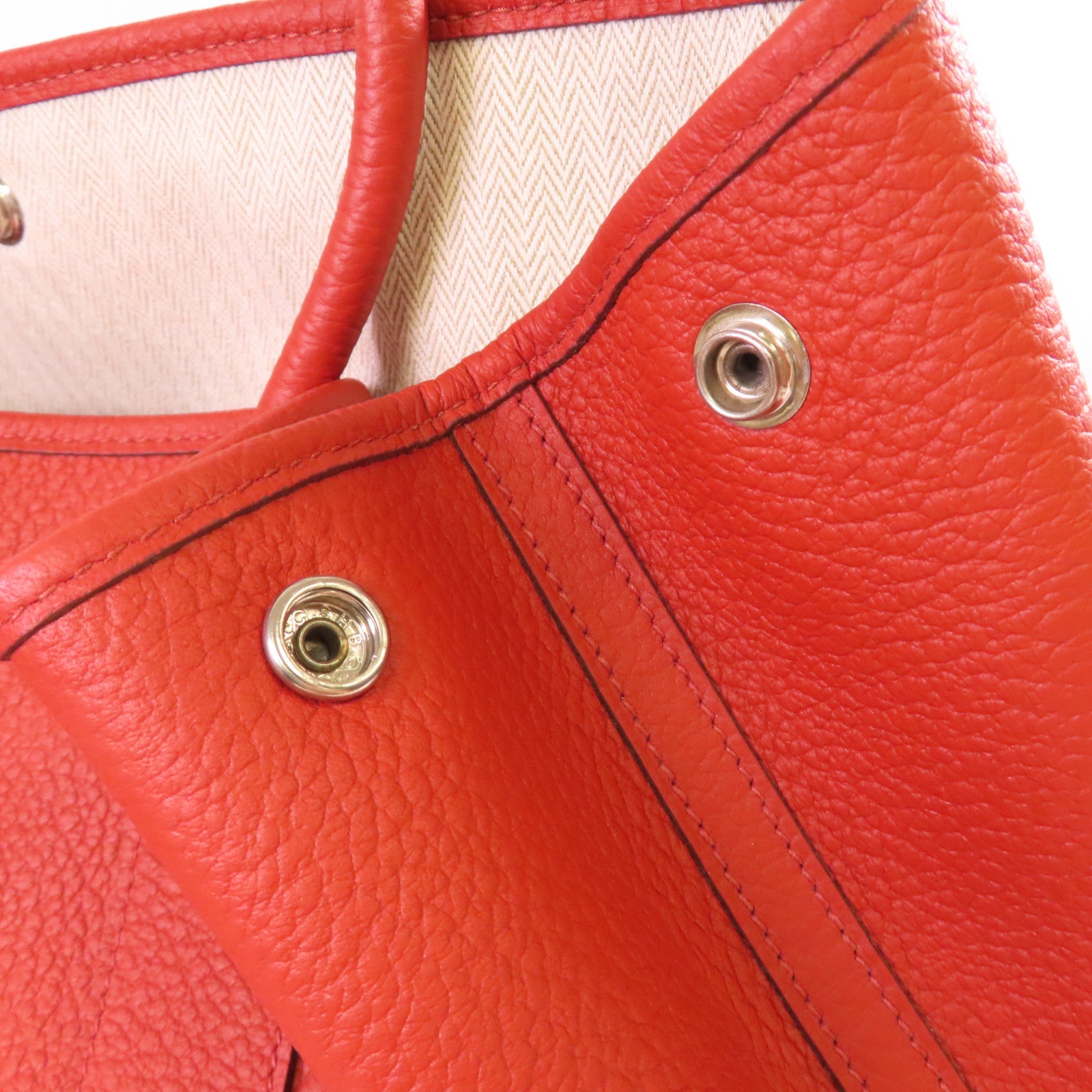 HERMES Negonda皮革Garden Party PM Tote Bag銀扣手挽袋Terre Battue紅土色