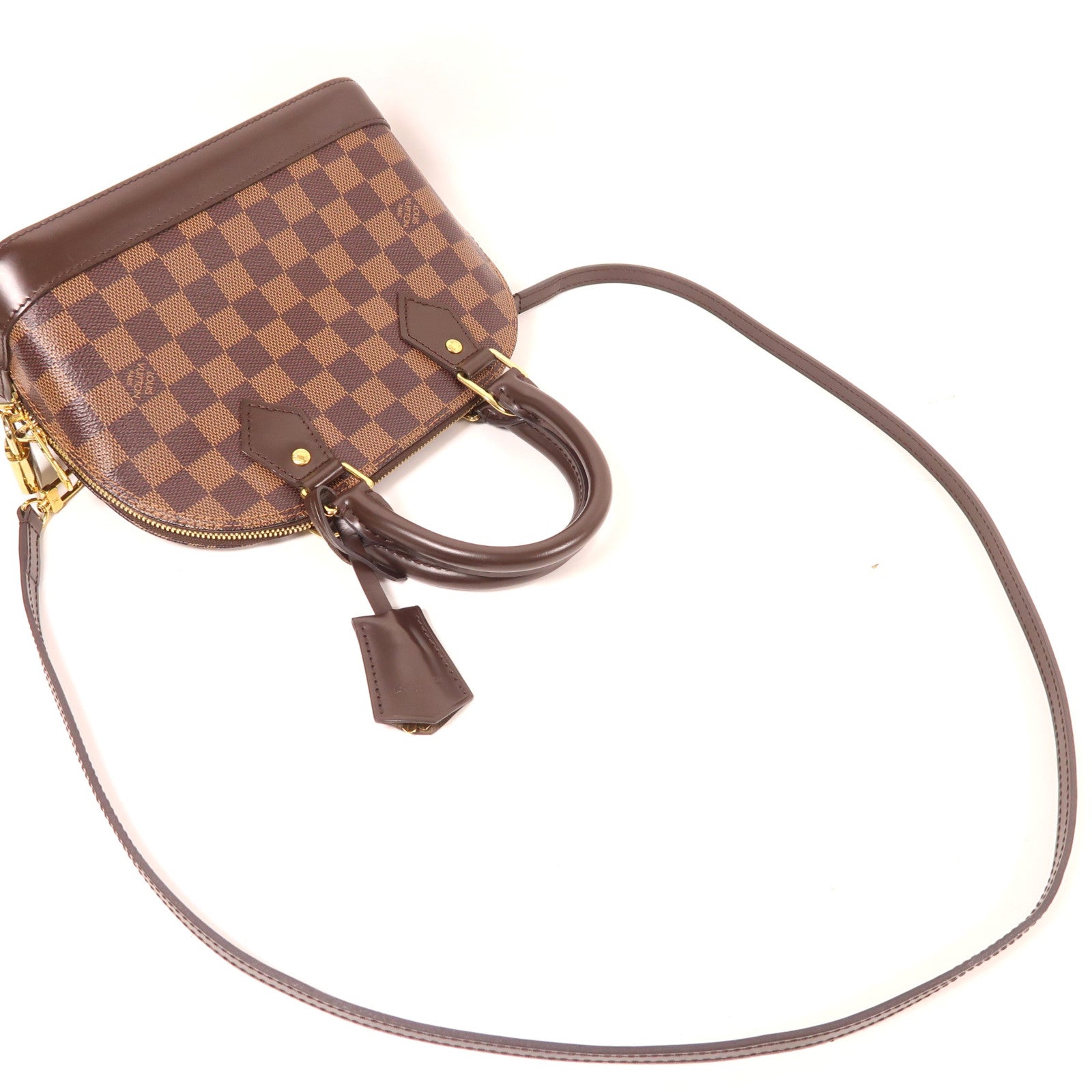 LOUIS VUITTON Damier Alma BB金扣手挽肩背兩用袋棕色