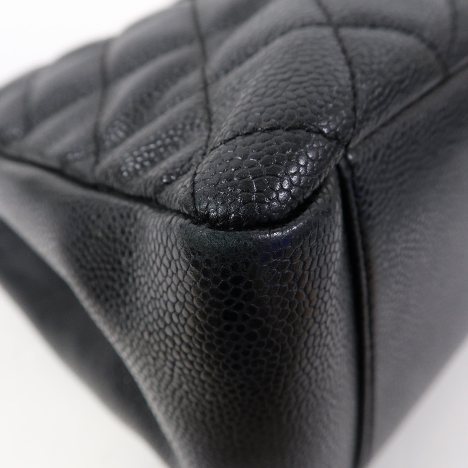 CHANEL 菱格Caviar皮革Grand Shopping Tote Bag金扣肩背袋黑色