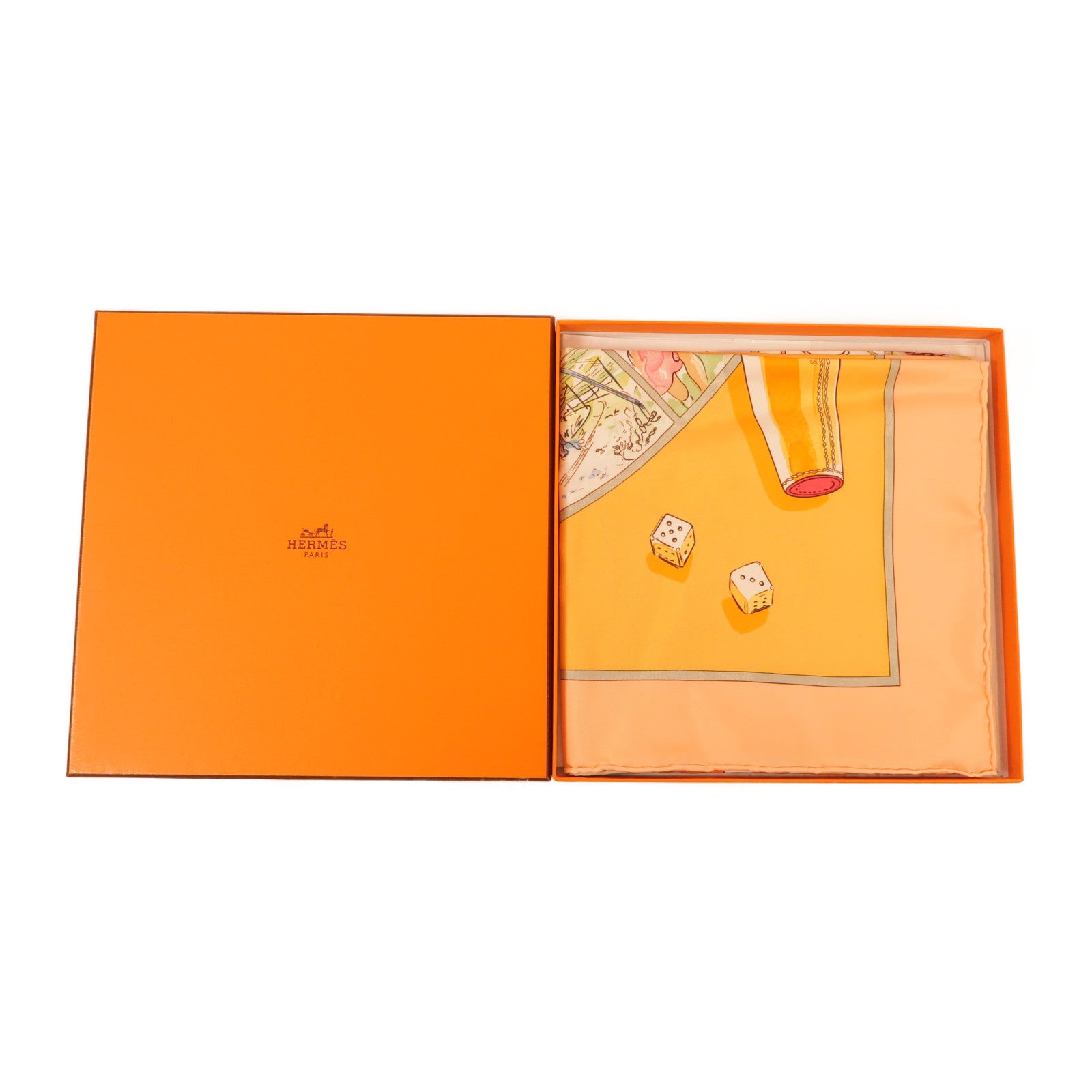 HERMES Scarf Silk Orange