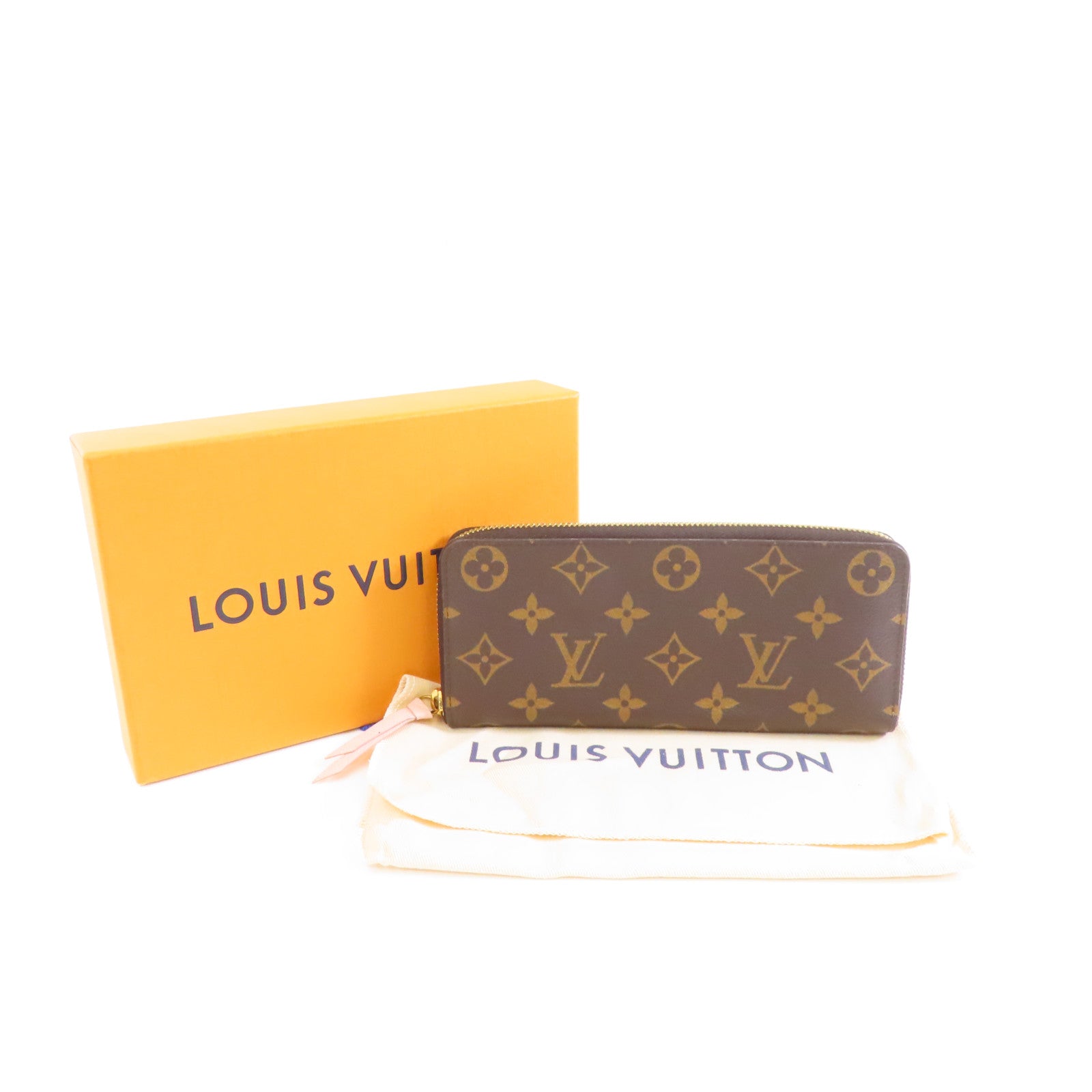 LOUIS VUITTON Monogram Clemence Wallet金扣長錢包棕色/粉紅色