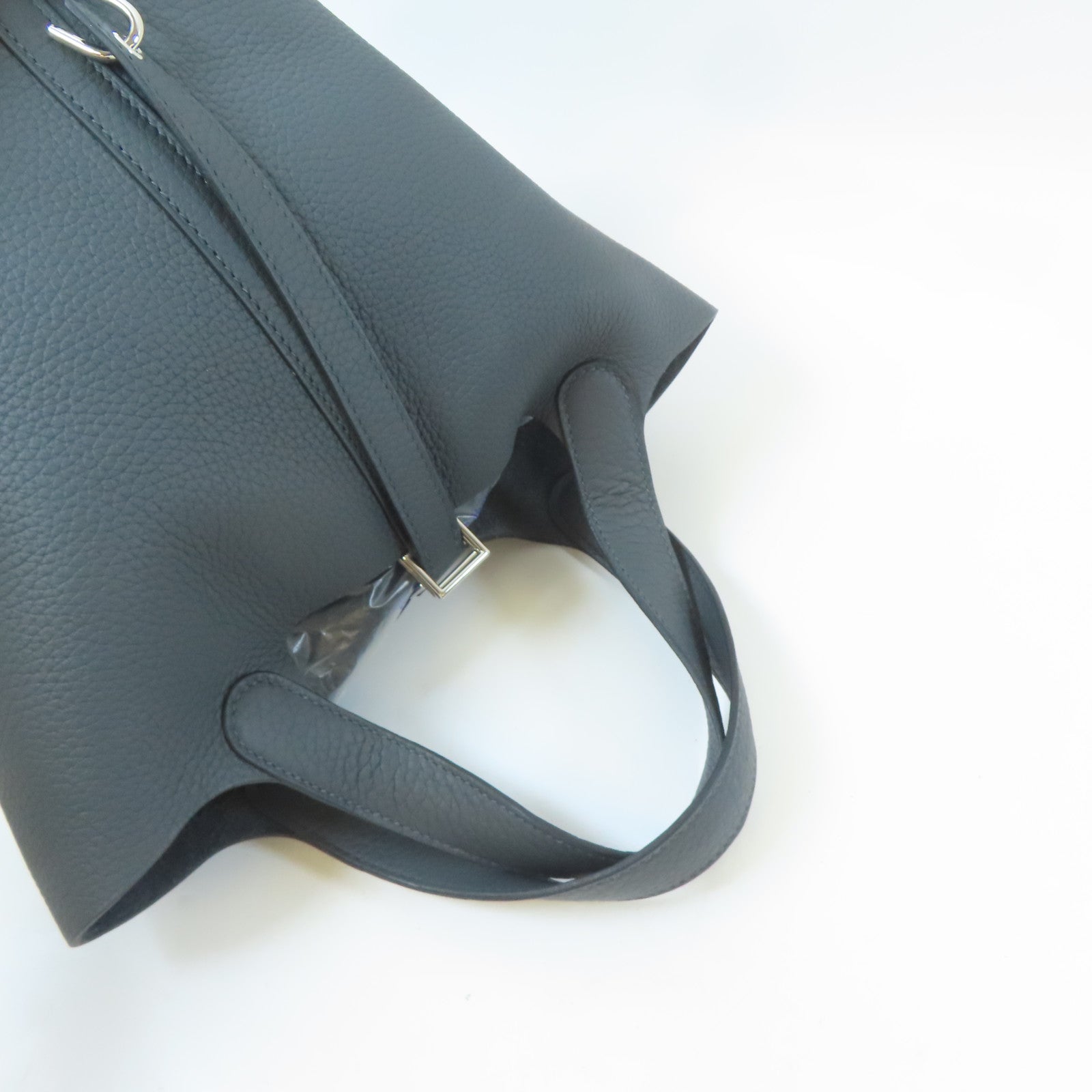 HERMES Clemence皮革Picotin PM銀扣手挽袋Gris Misty
