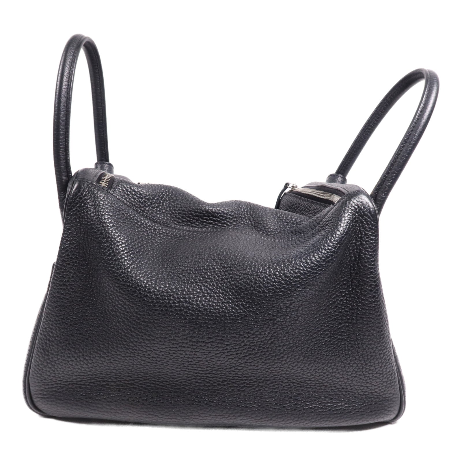HERMES Clemence皮革Lindy 30銀扣手挽肩背兩用袋Noir
