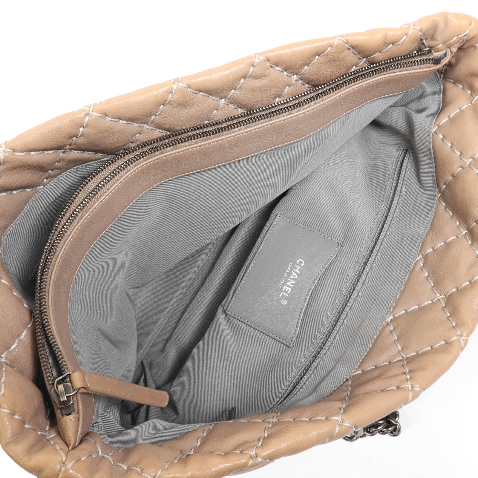 CHANEL 牛皮皮革Tote Bag銀扣肩背袋