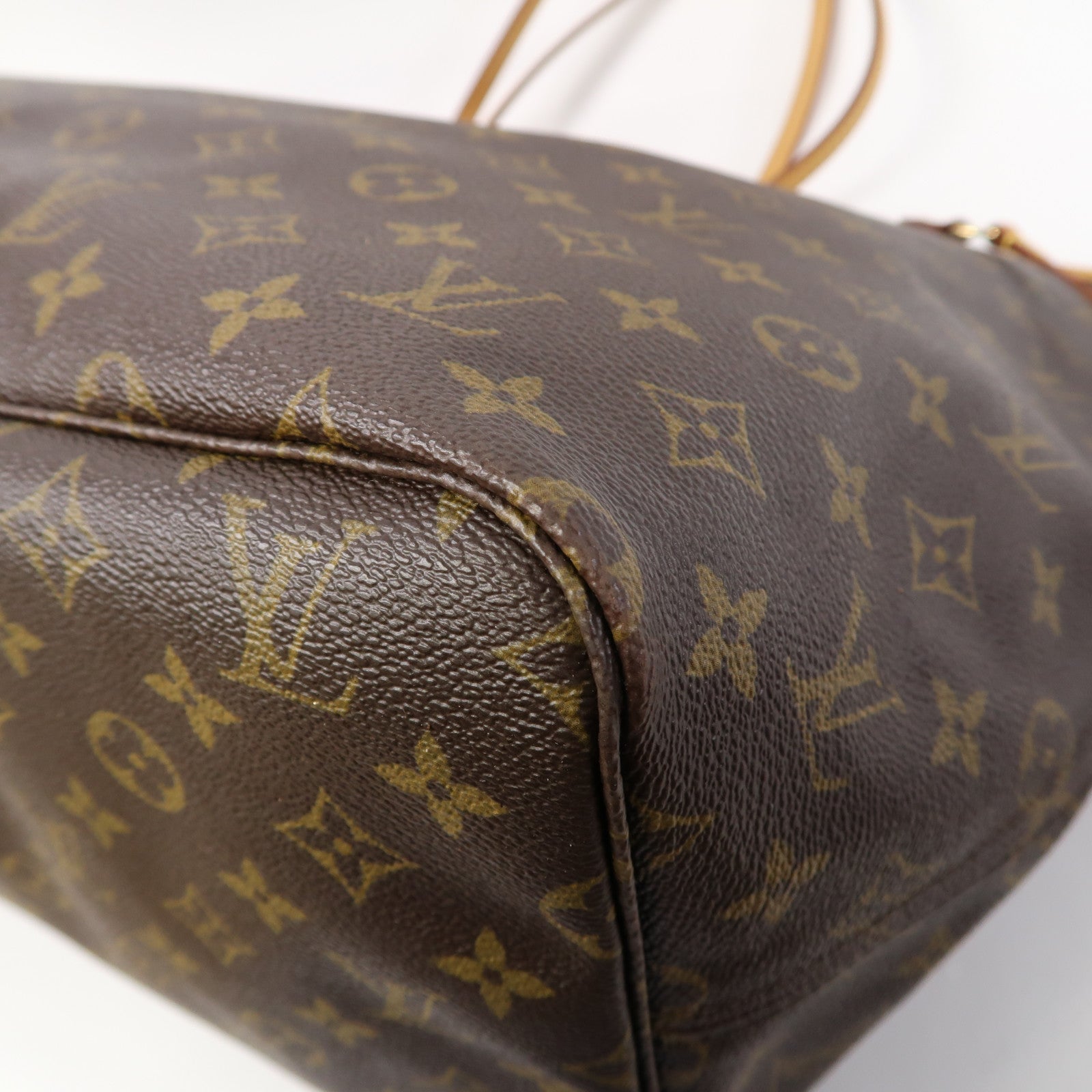 LOUIS VUITTON Monogram Neverfull GM金扣手挽袋啡色