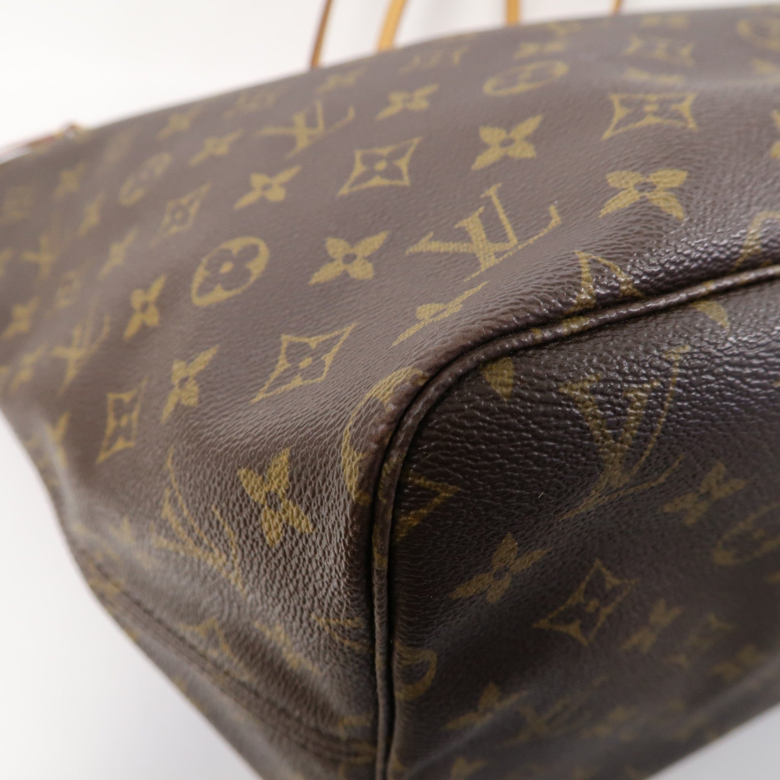 LOUIS VUITTON Monogram Neverfull GM金扣手挽袋啡色